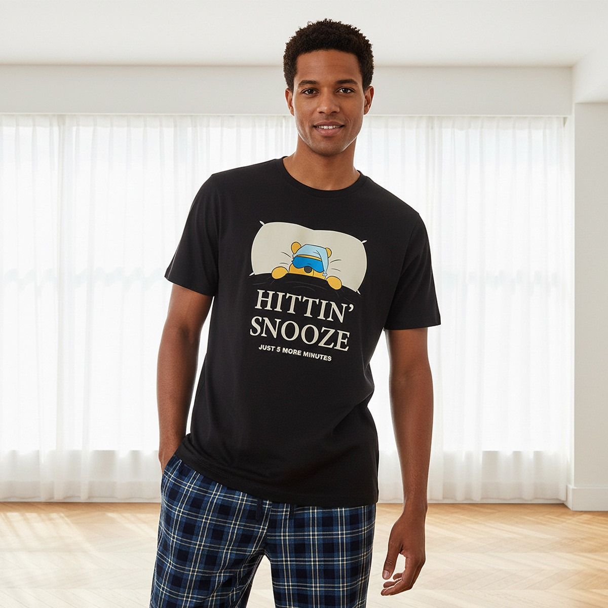 Cotton Checked Drawstring Closure Nightwear Set-men-clothing-nightwear-sets-image-3
