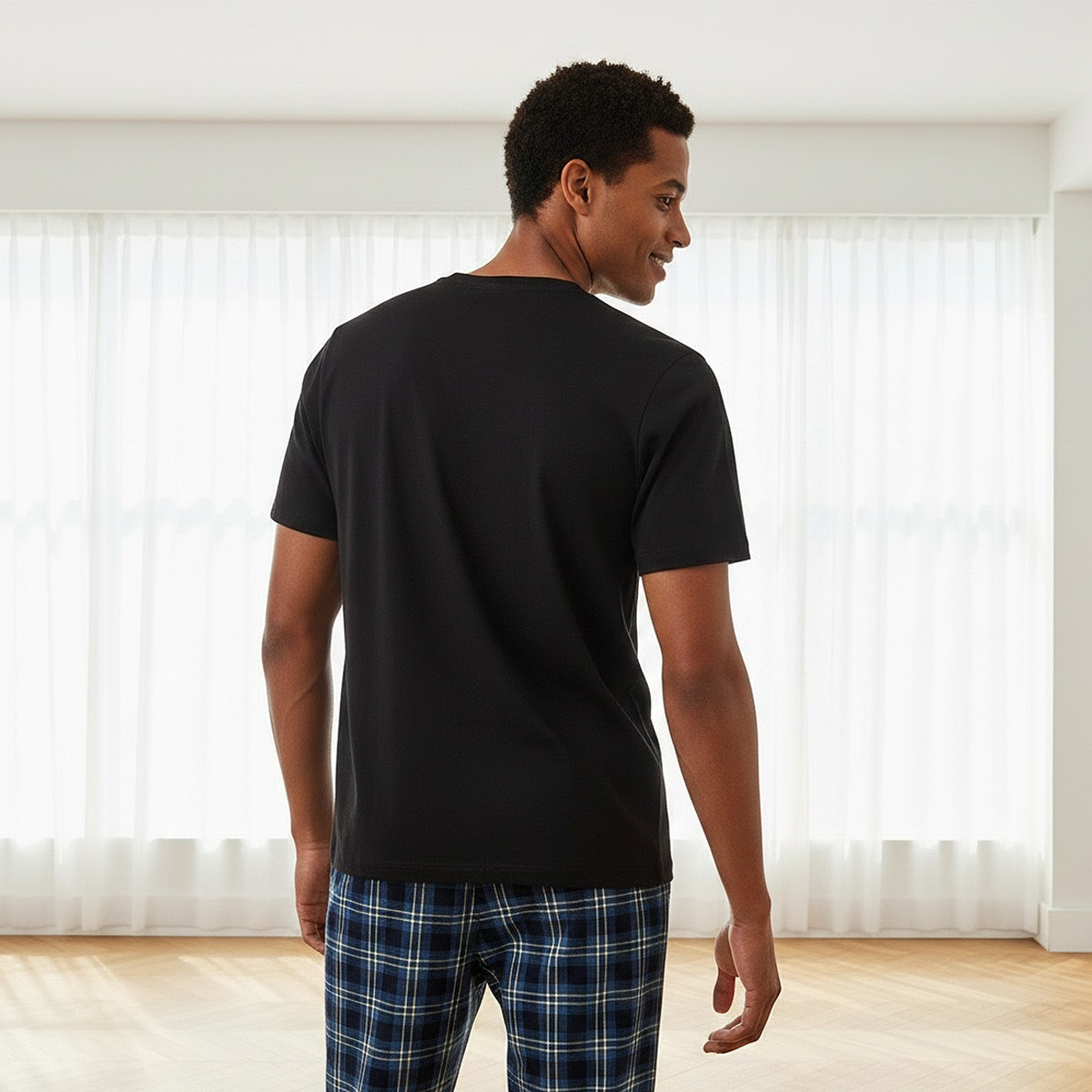 Cotton Checked Drawstring Closure Nightwear Set-men-clothing-nightwear-sets-image-4