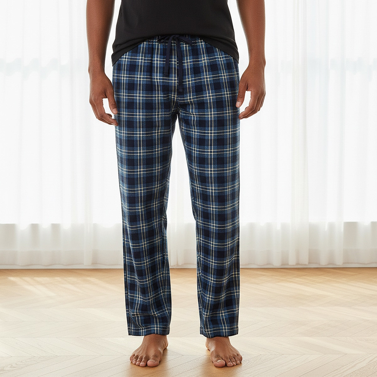 Cotton Checked Drawstring Closure Nightwear Set-men-clothing-nightwear-sets-image-5
