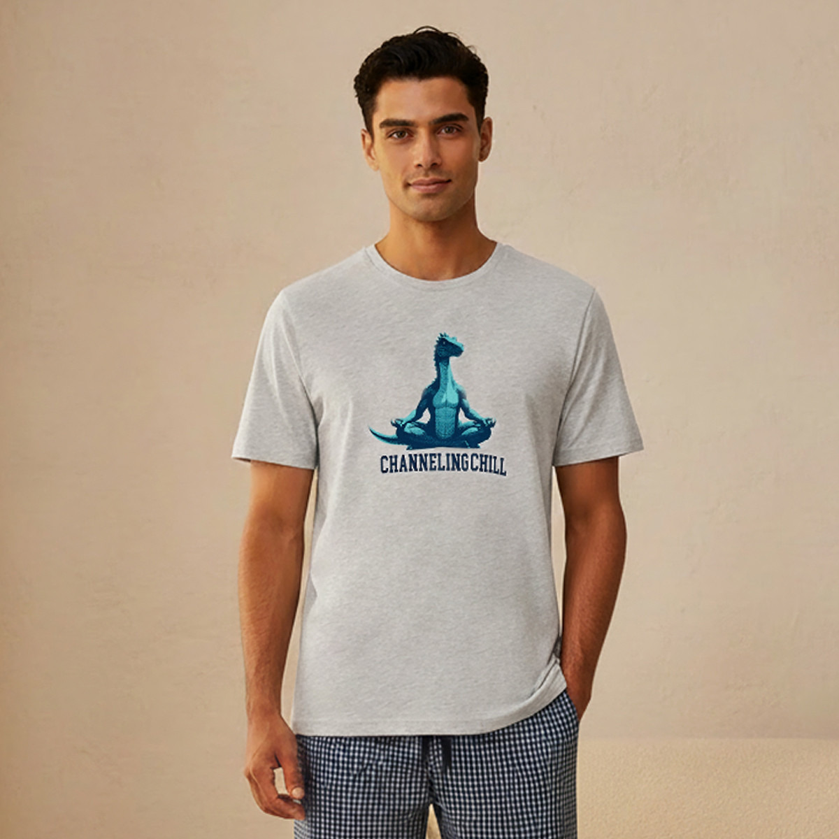 Men Cotton Checked Drawstring Waist Nightwear Set-men-clothing-nightwear-sets-image-3