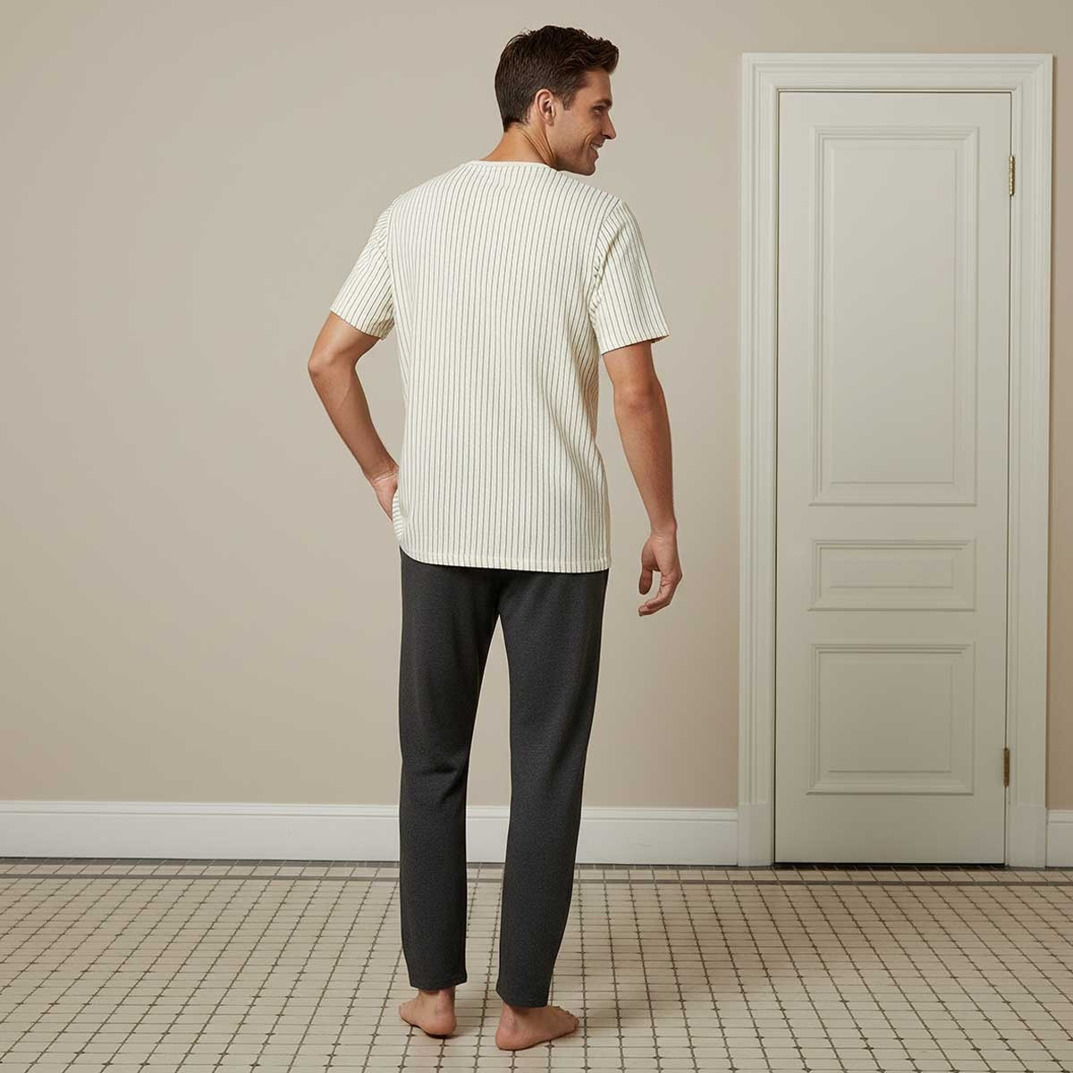 Cotton Striped Drawstring Closure Nightwear Set-men-clothing-nightwear-sets-image-4
