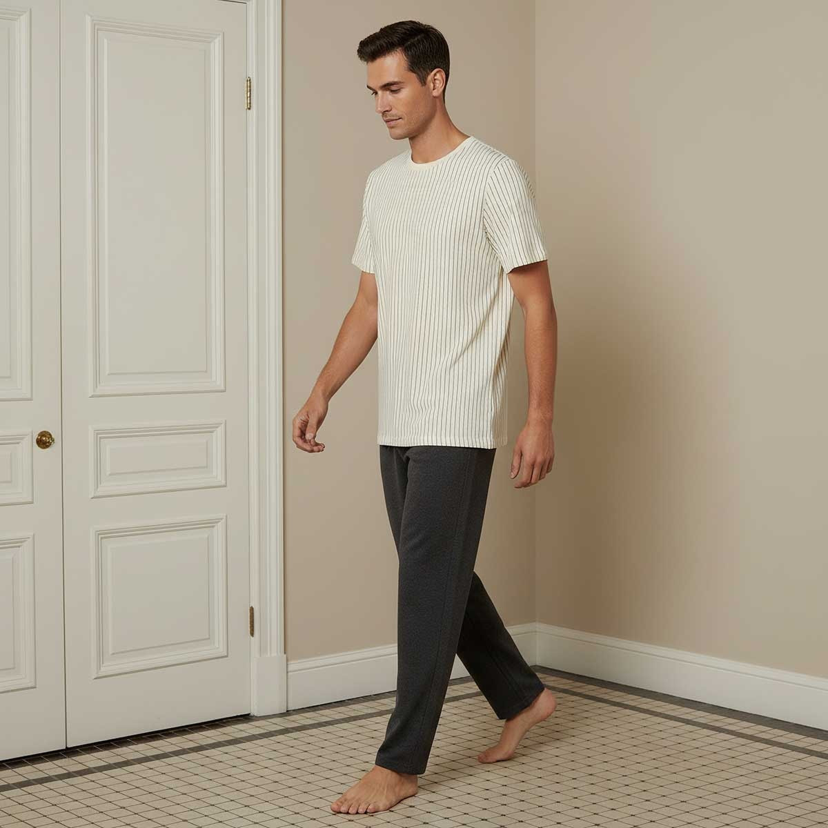 Cotton Striped Drawstring Closure Nightwear Set-men-clothing-nightwear-sets-image-6