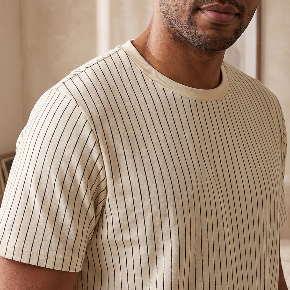 طقم ملابس نوم قطن مقلم برباط إغلاق-men-clothing-nightwear-sets-image-8