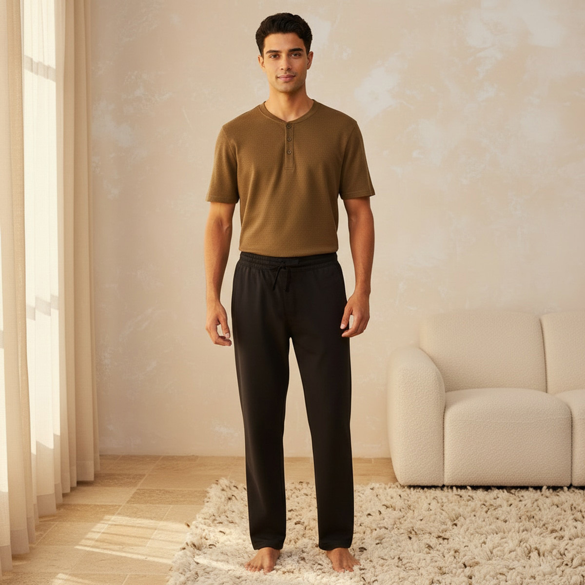 Men Cotton Ribbed Drawstring Waist Nightwear Set-men-clothing-nightwear-sets-image-3
