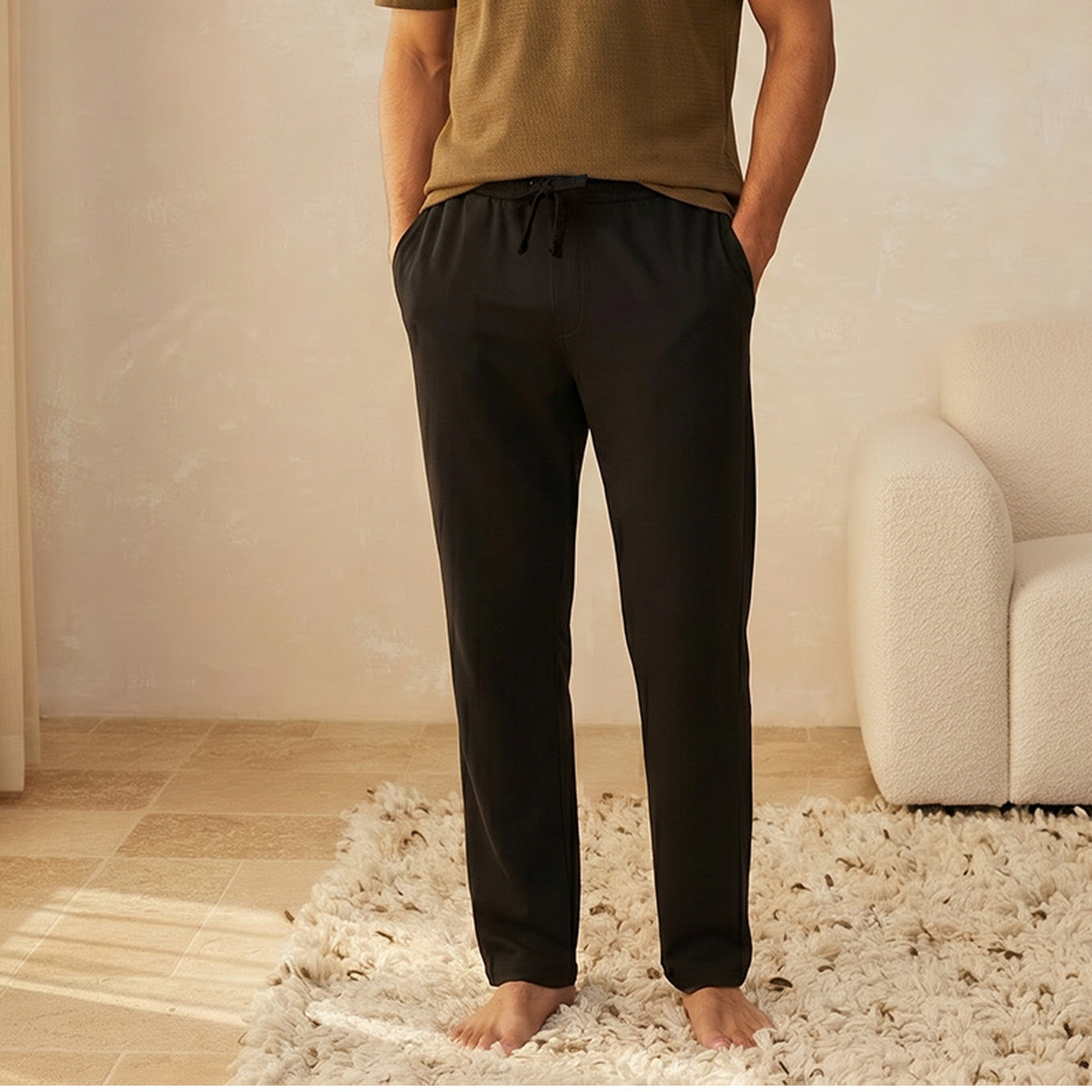 Men Cotton Ribbed Drawstring Waist Nightwear Set-men-clothing-nightwear-sets-image-5
