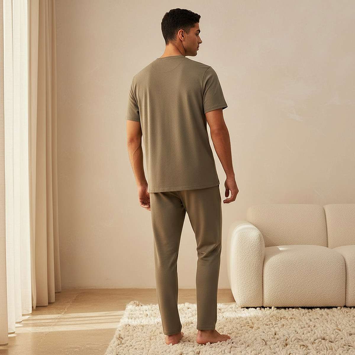 Men Drawstring Waist Nightwear Set-men-clothing-nightwear-sets-image-4