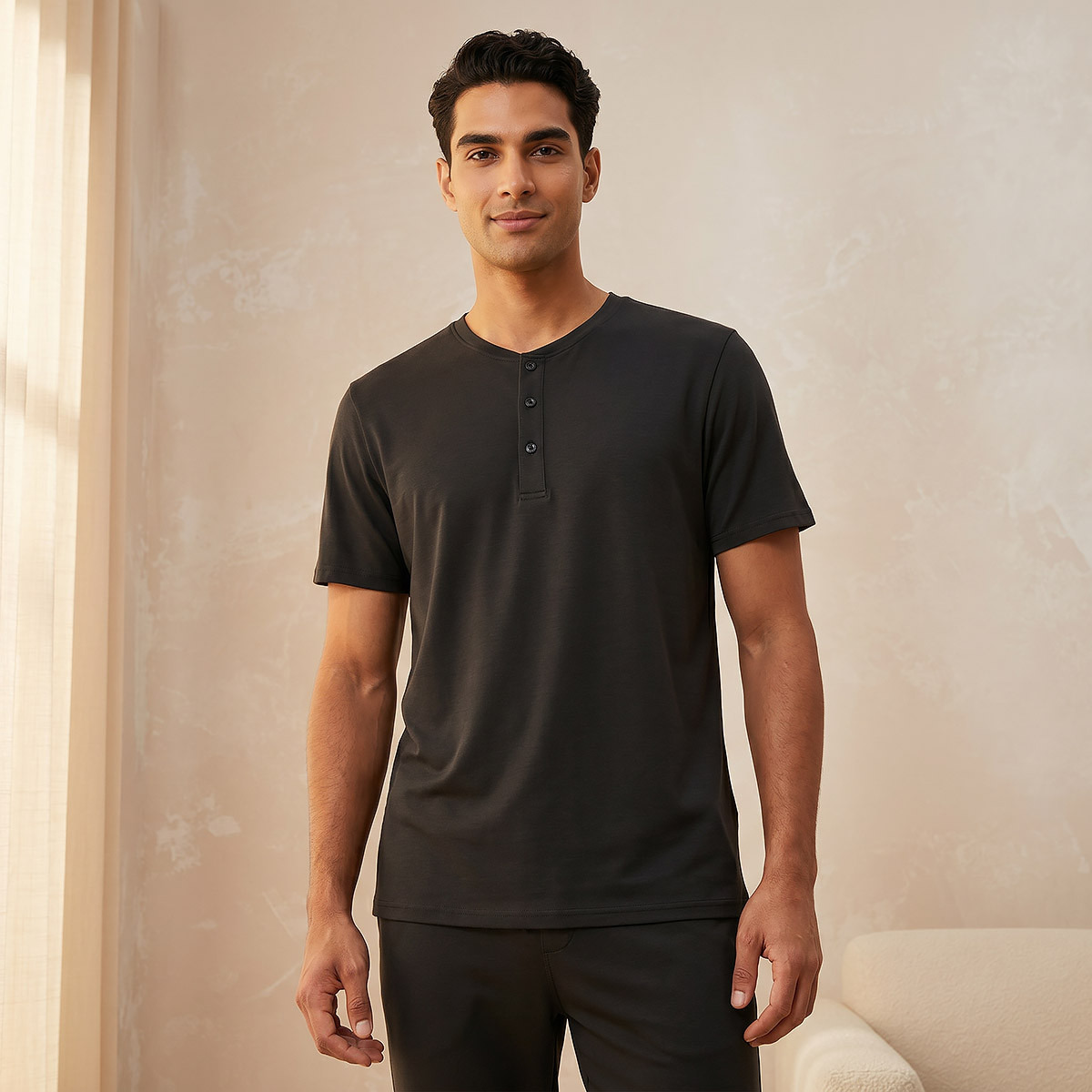 Men Drawstring Waist Nightwear Set-men-clothing-nightwear-sets-image-3