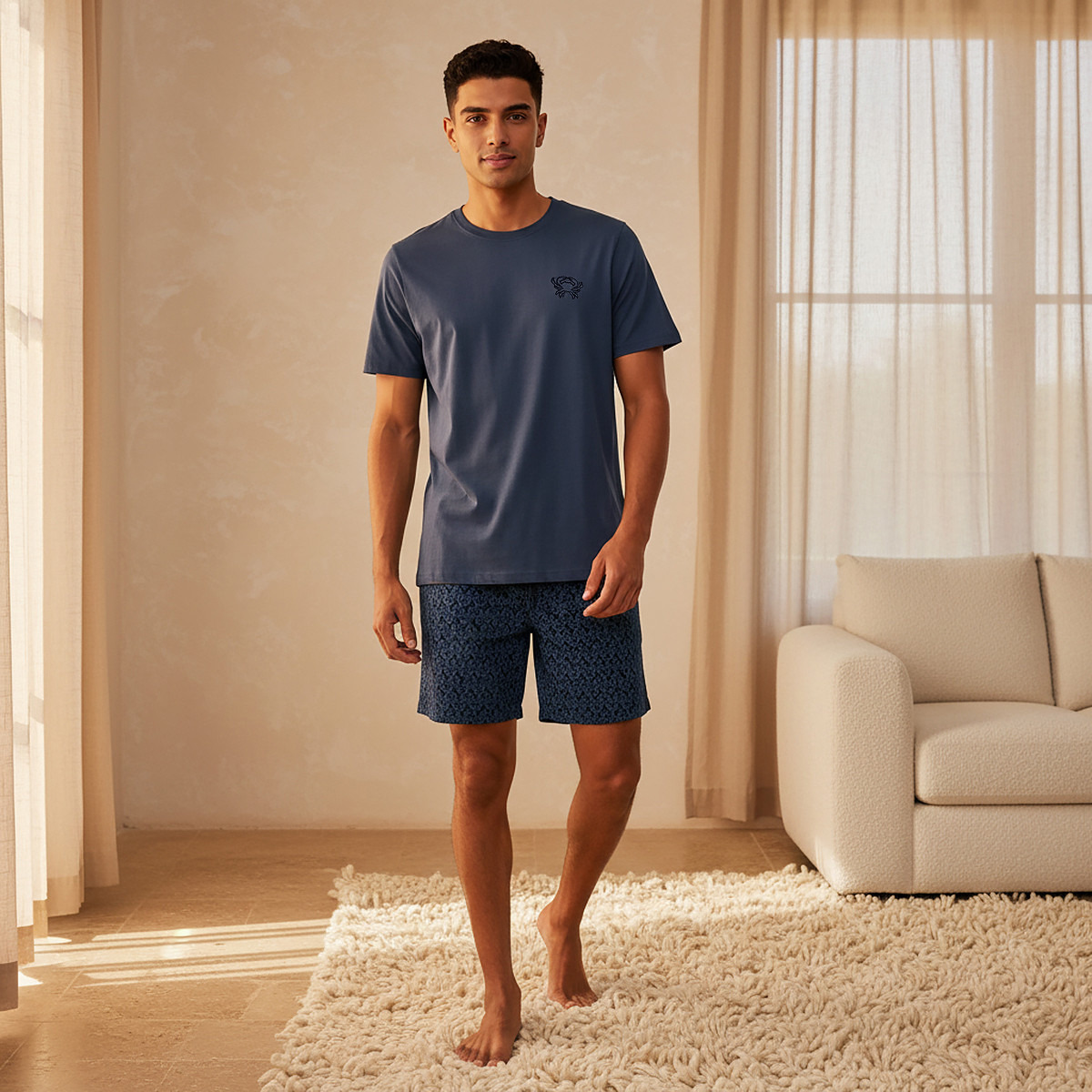 Men Cotton Printed Drawstring Waist Nightwear Set-men-clothing-nightwear-sets-image-1