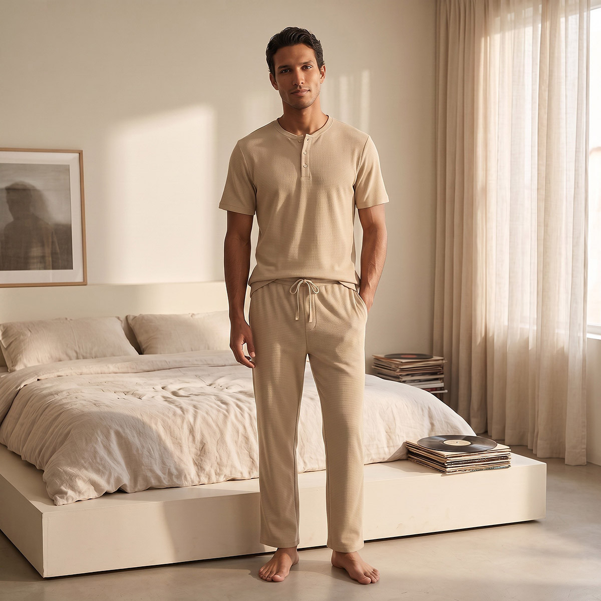 Cotton Textured Nightwear Set-men-clothing-nightwear-sets-image-1