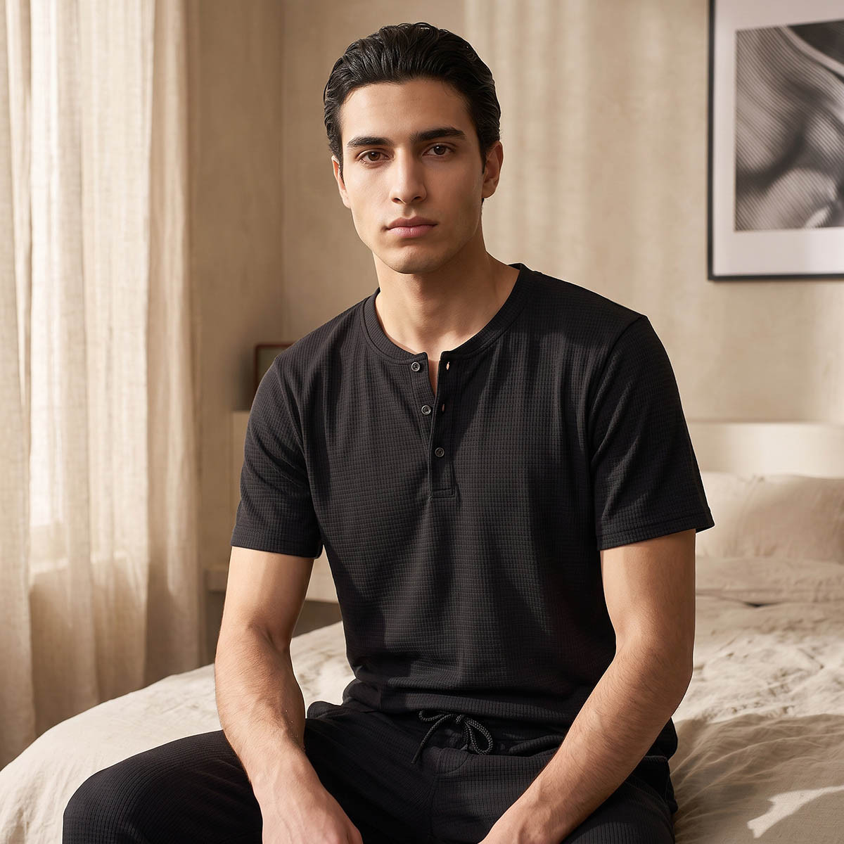 طقم بيجاما قطني مريح بتصميم عصري وأنيق-men-clothing-nightwear-sets-image-2
