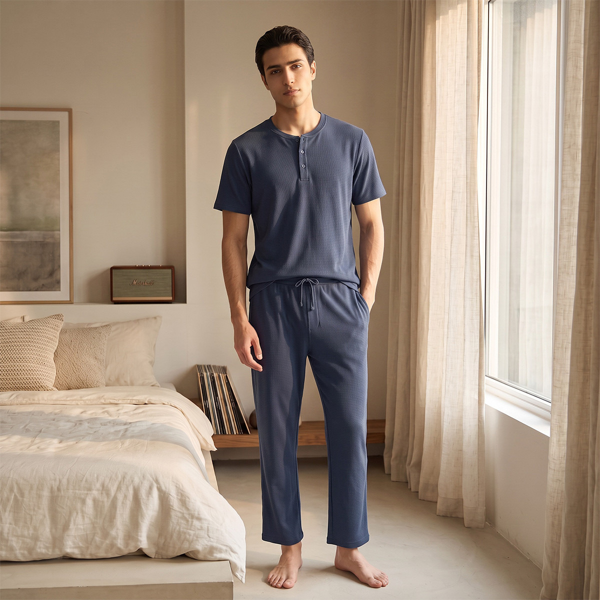 Cotton Textured Nightwear Set-men-clothing-nightwear-sets-image-1