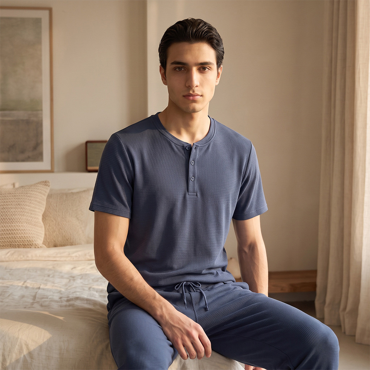 Cotton Textured Nightwear Set-men-clothing-nightwear-sets-image-2