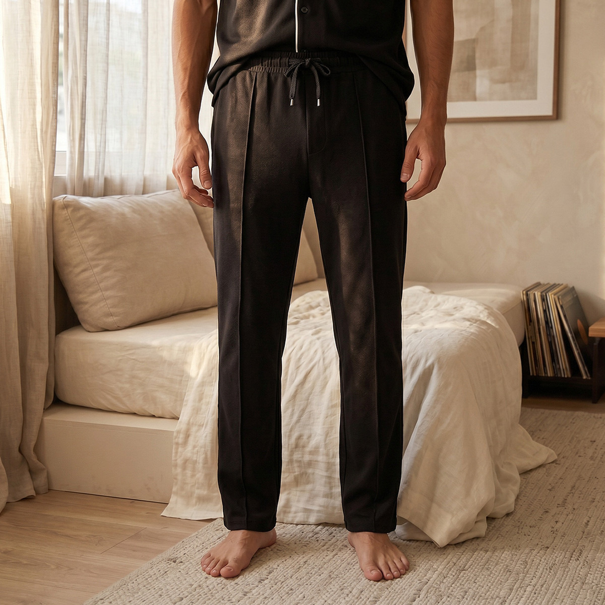 Cotton Piping Detail Button Front Nightwear Set-men-clothing-nightwear-sets-image-5
