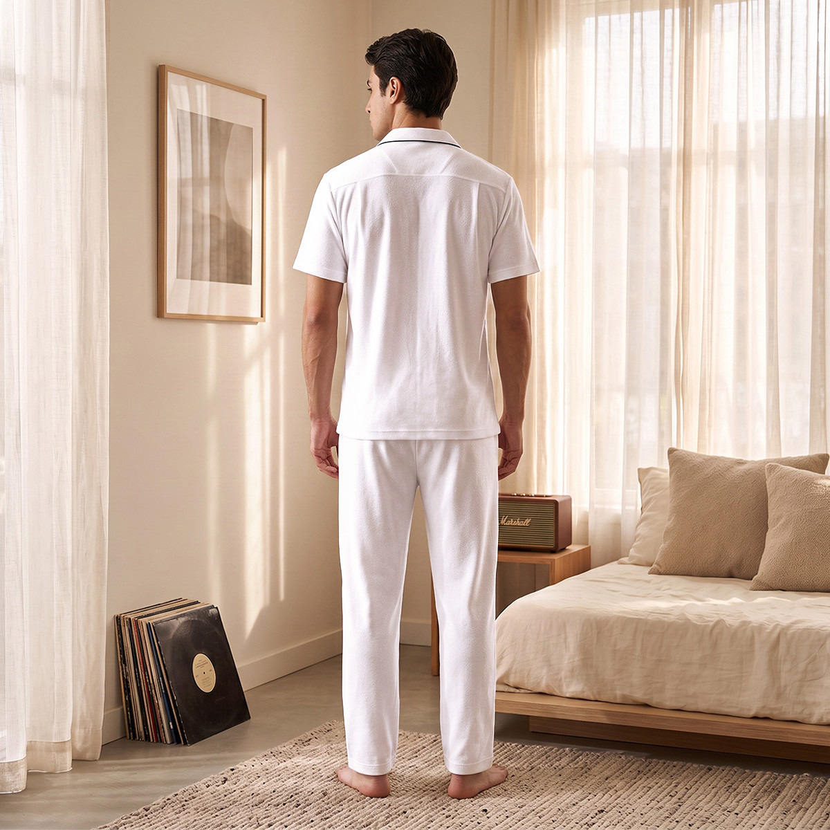 Cotton Piping Detail Button Front Nightwear Set-men-clothing-nightwear-sets-image-4