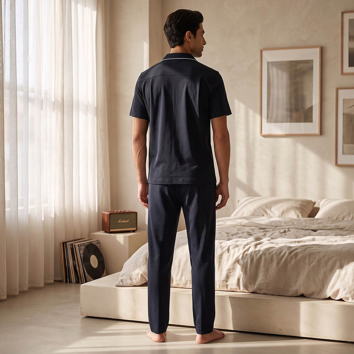 Cotton Piping Detail Button Front Nightwear Set-men-clothing-nightwear-sets-image-4