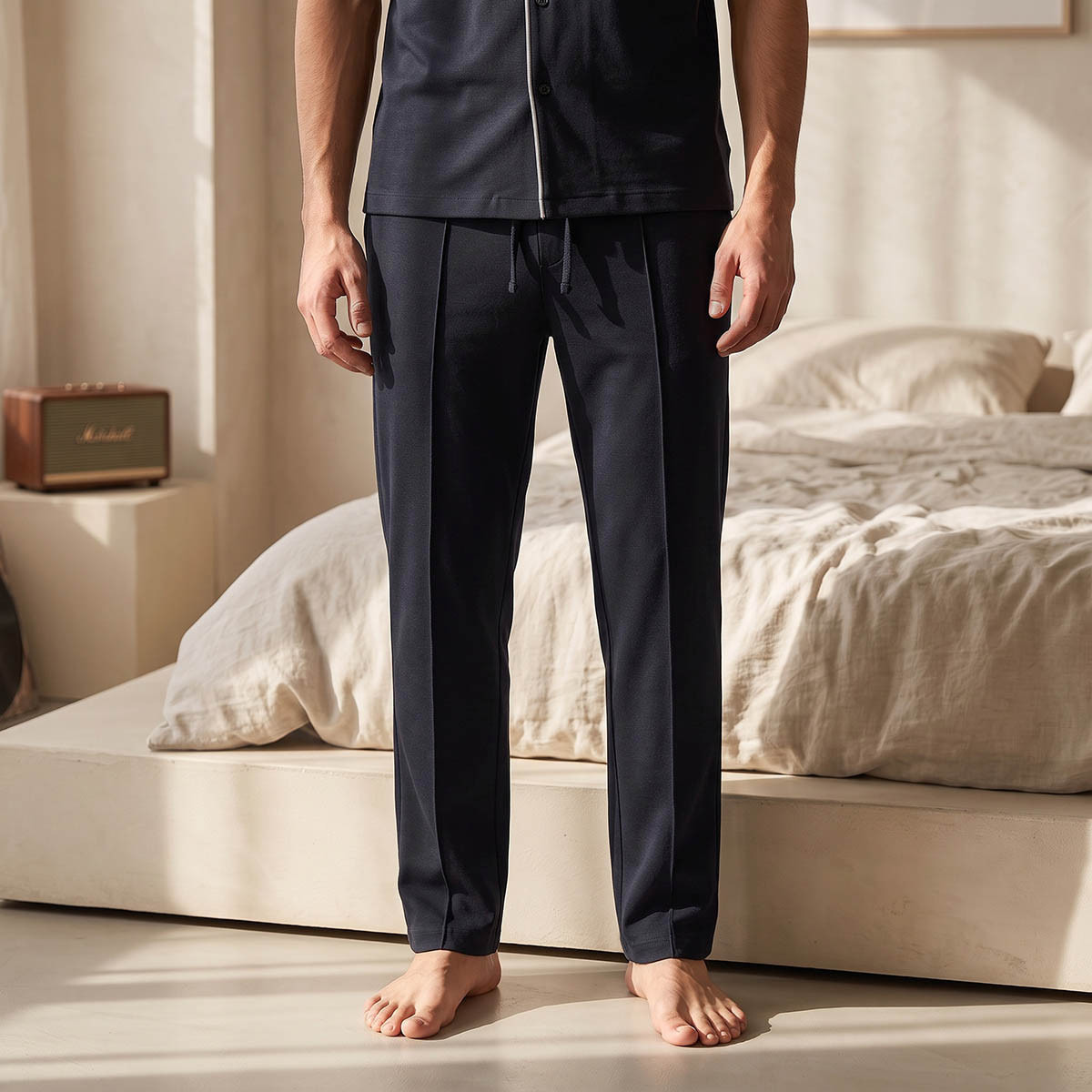 Cotton Piping Detail Button Front Nightwear Set-men-clothing-nightwear-sets-image-5