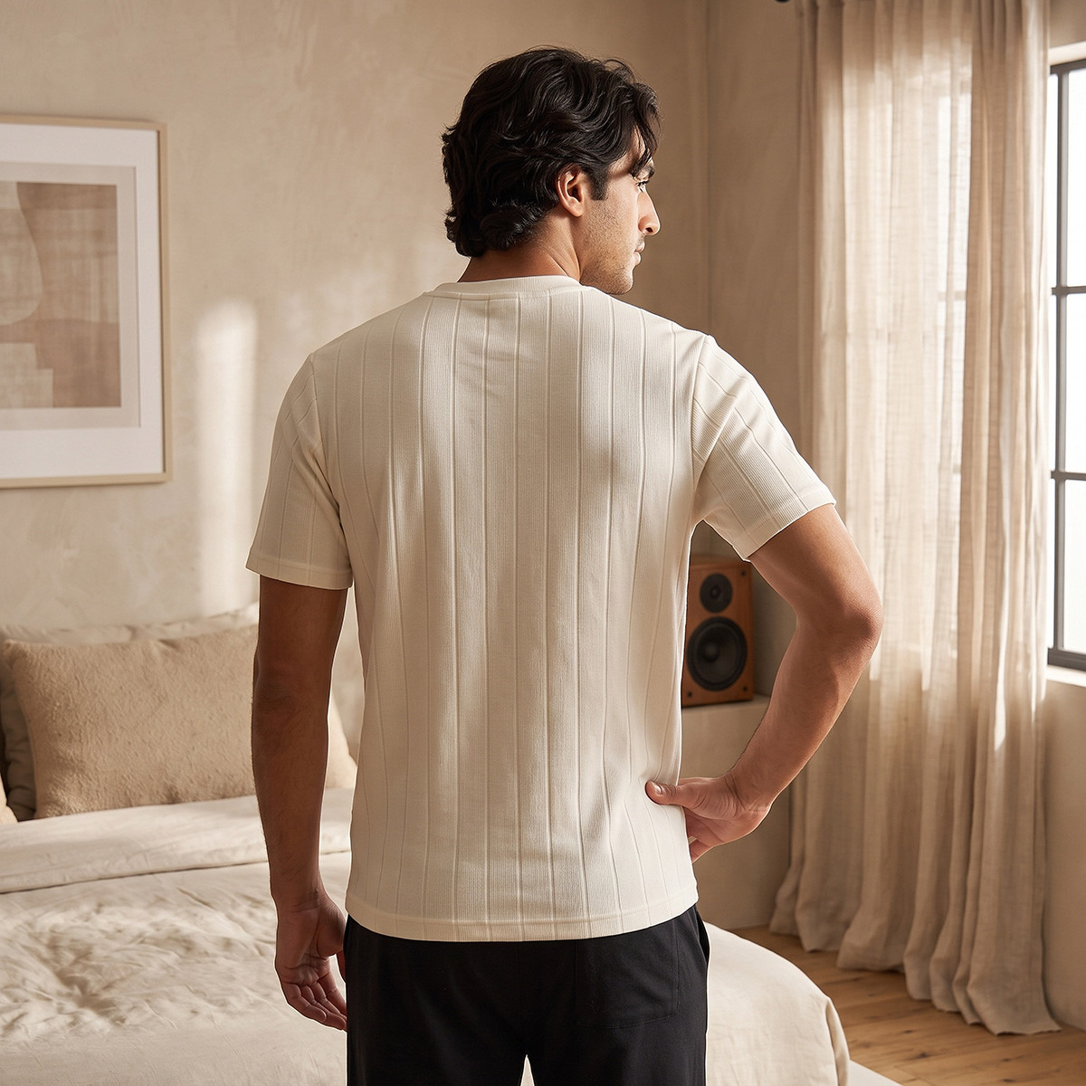 Textured T-shirt & Pyjama Set-men-clothing-nightwear-sets-image-5