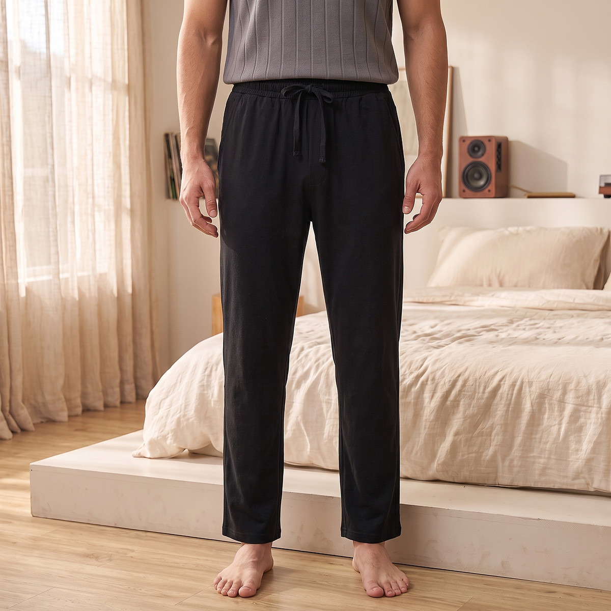 طقم بنطلون بيجاما وتيشيرت بارز الملمس-men-clothing-nightwear-sets-image-5