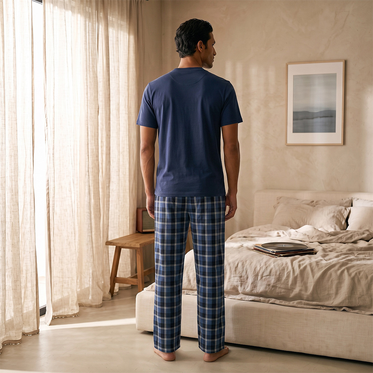 Checked Henley Neck Nightwear Set-men-clothing-nightwear-sets-image-3