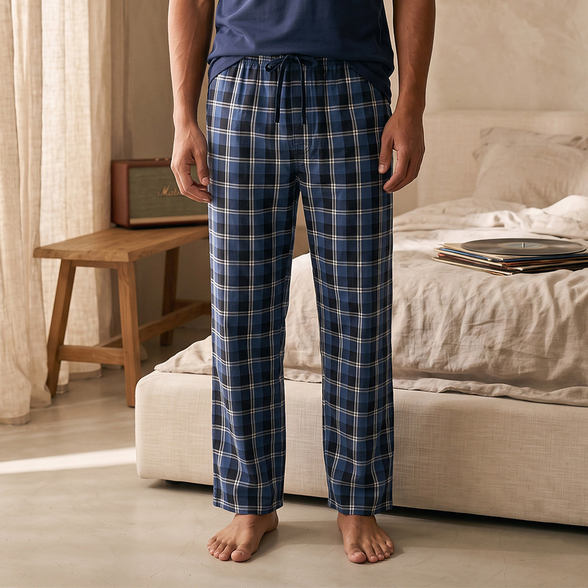 Checked Henley Neck Nightwear Set-men-clothing-nightwear-sets-image-4