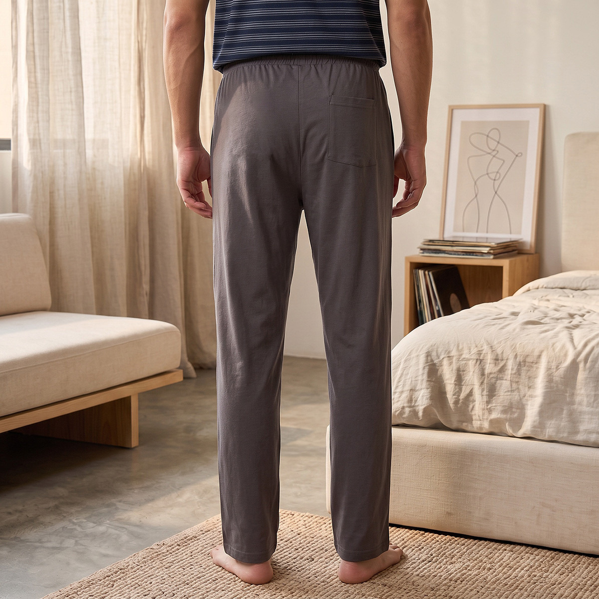 طقم بنطلون بيجاما وتيشيرت قطن مخطط-men-clothing-nightwear-sets-image-6