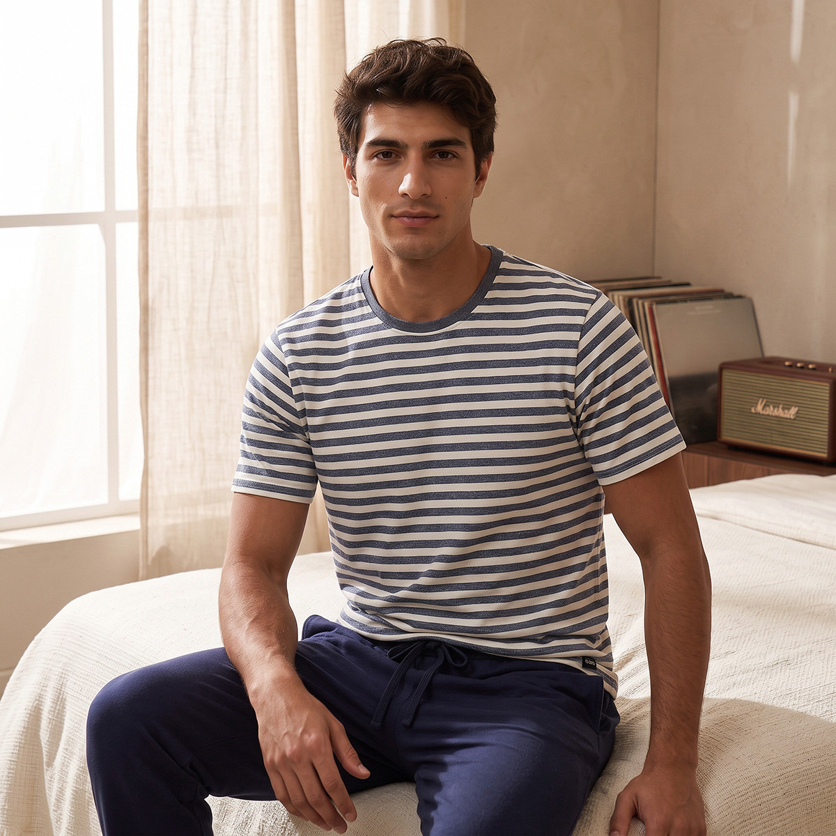 Striped T-shirt & Pyjama Set-men-clothing-nightwear-sets-image-4