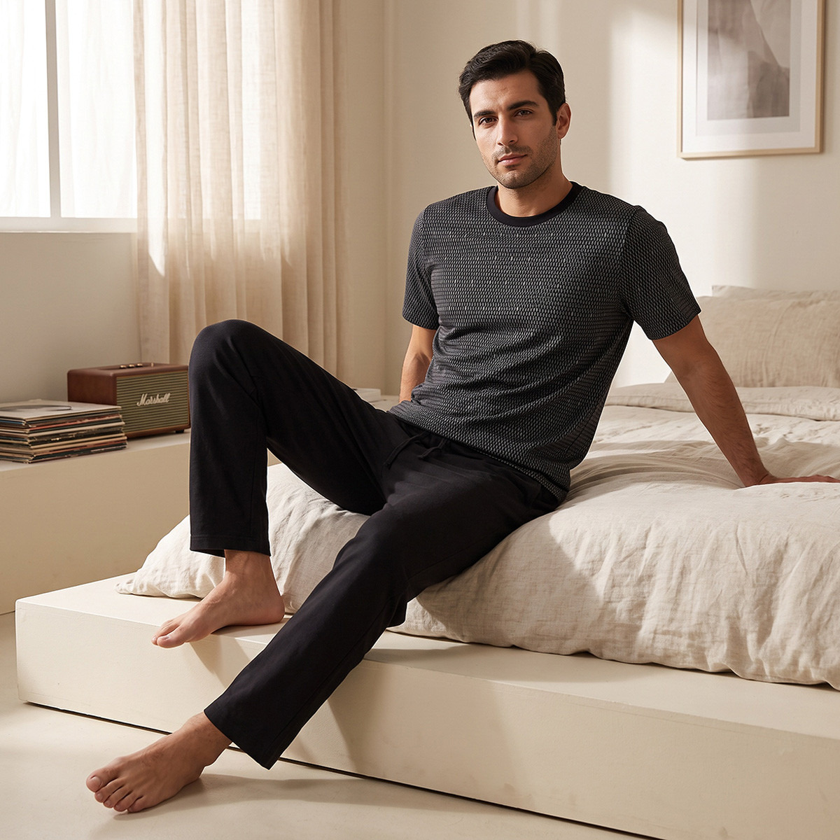 Splash Innerwear Geometric Print T-shirt & Pants-men-clothing-nightwear-sets-image-1
