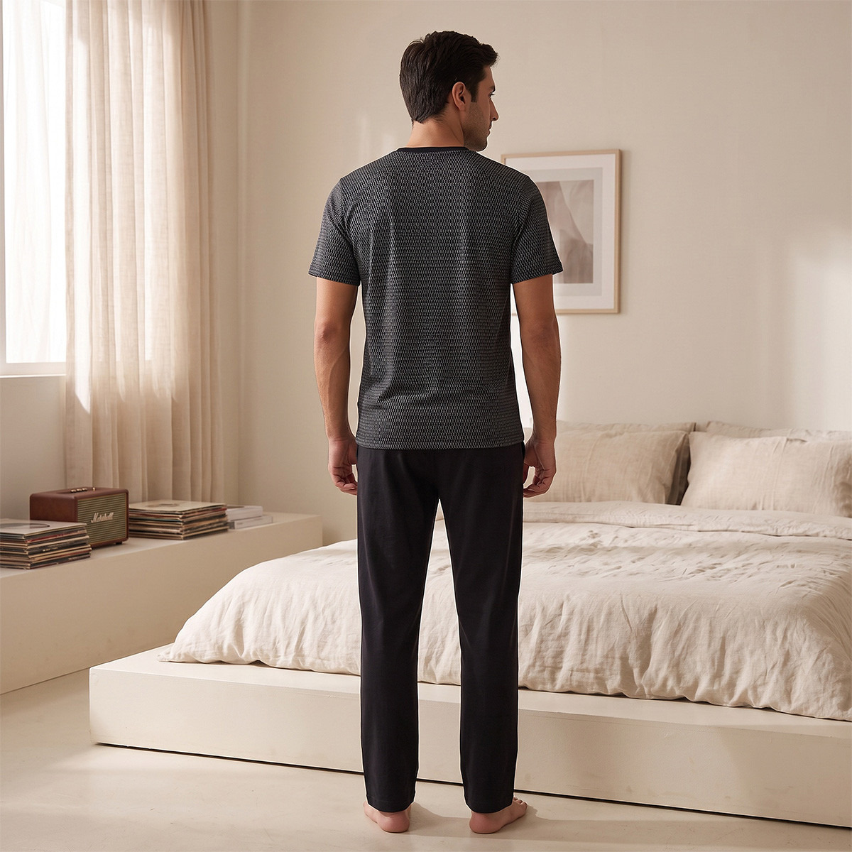Splash Innerwear Geometric Print T-shirt & Pants-men-clothing-nightwear-sets-image-3