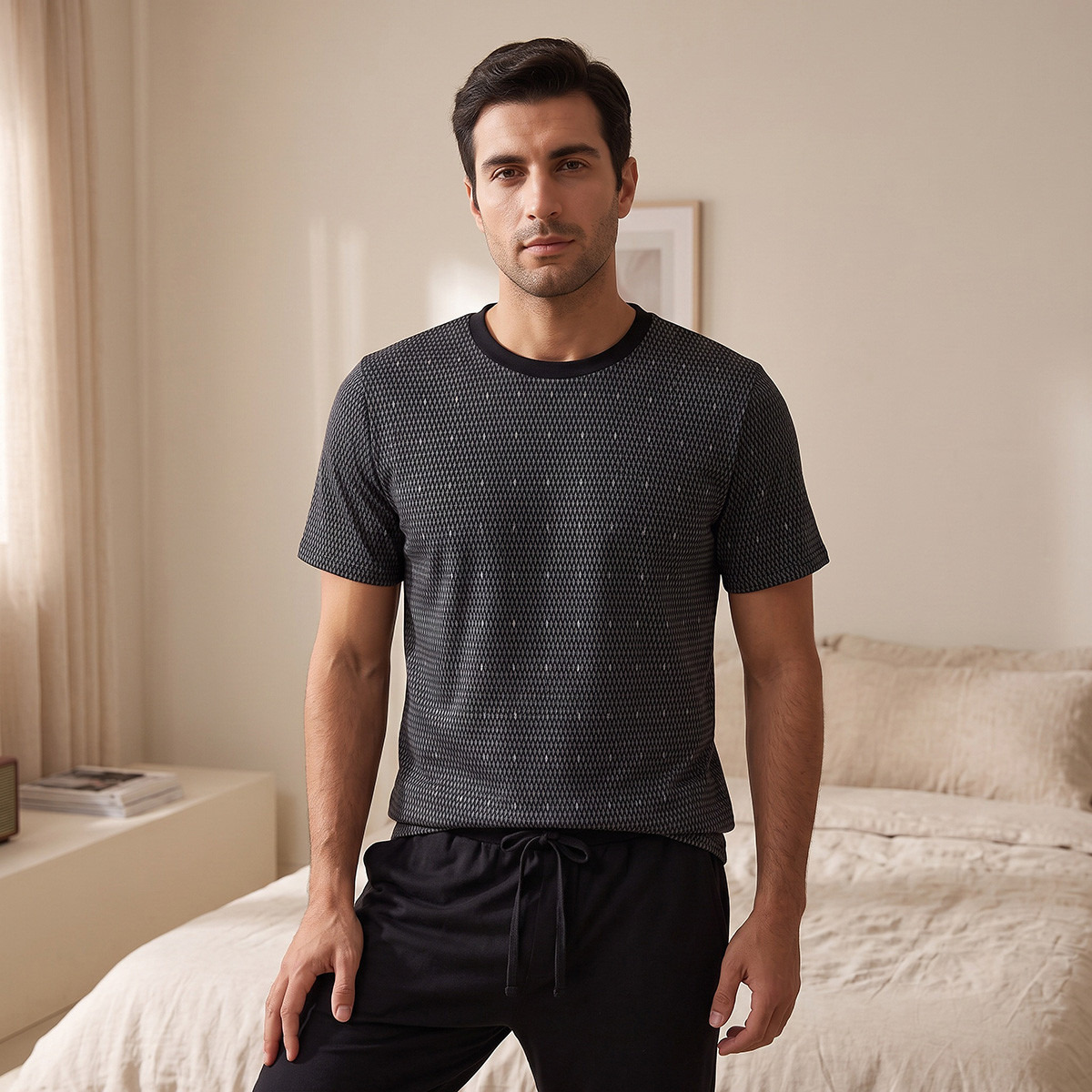 Splash Innerwear Geometric Print T-shirt & Pants-men-clothing-nightwear-sets-image-4