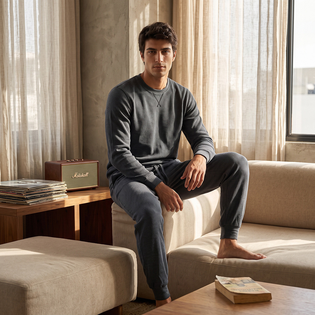Ribbed Sweatshirt & Pyjama Set-men-clothing-nightwear-sets-image-1