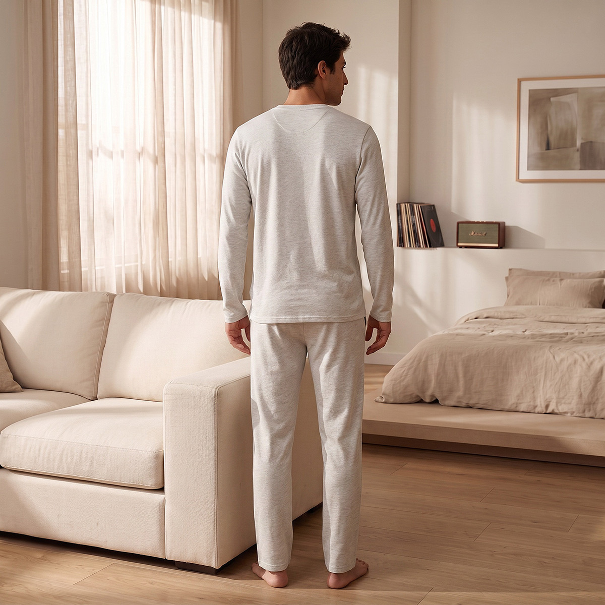 Textured T-shirt & Pyjama Set-men-clothing-nightwear-sets-image-2