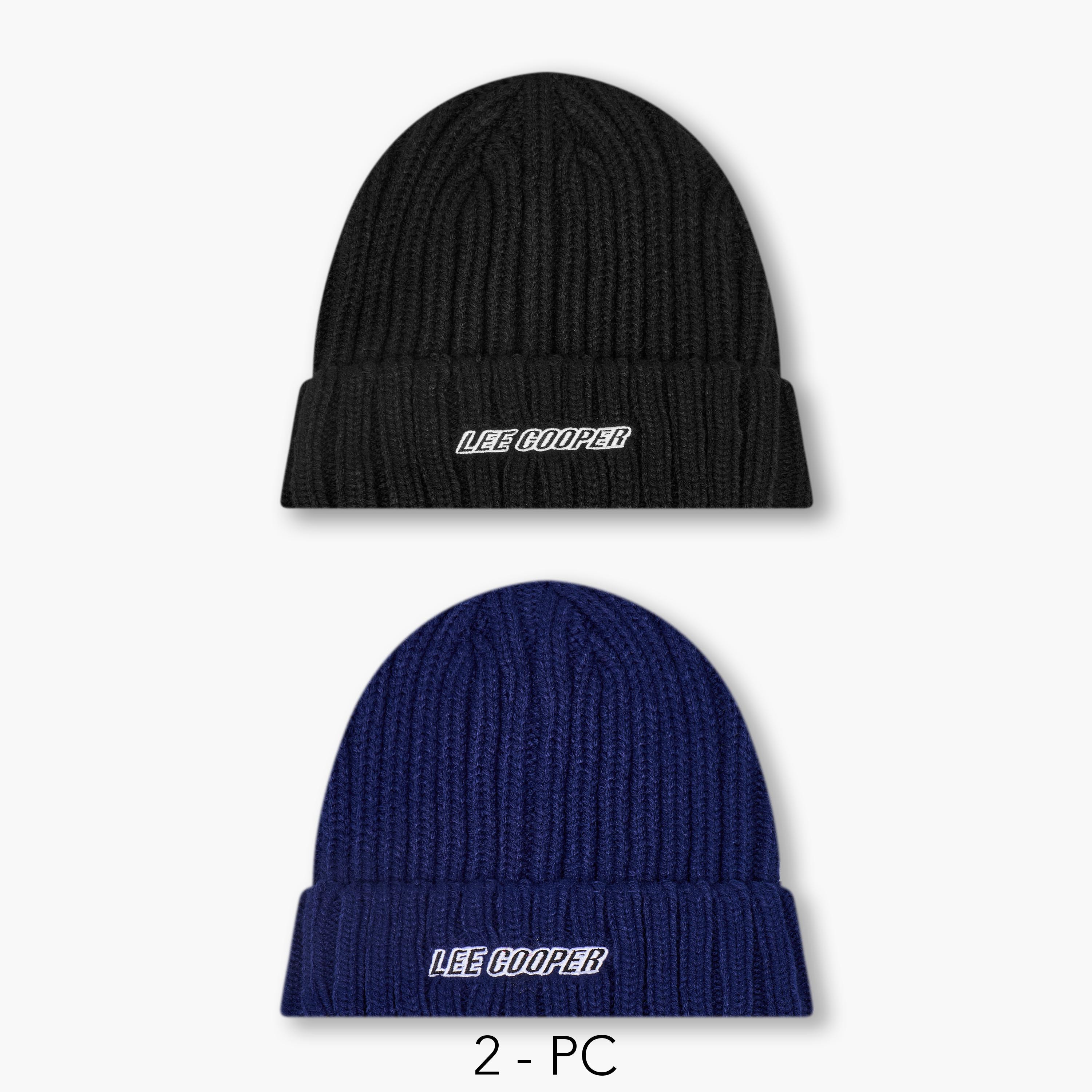 Lee Cooper Men Beanie with Texture - Set of 2-men-caps-image-1
