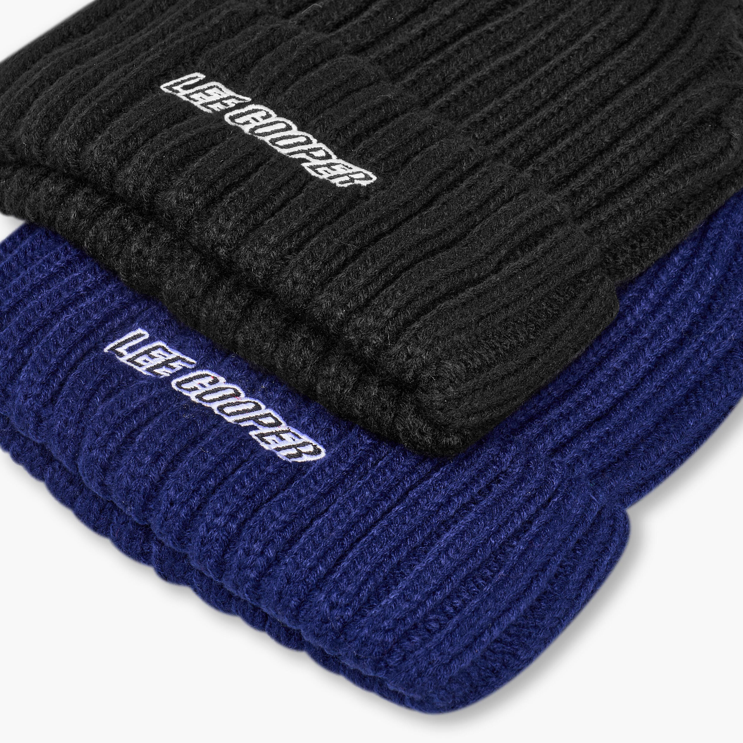 Lee Cooper Men Beanie with Texture - Set of 2-men-caps-image-5