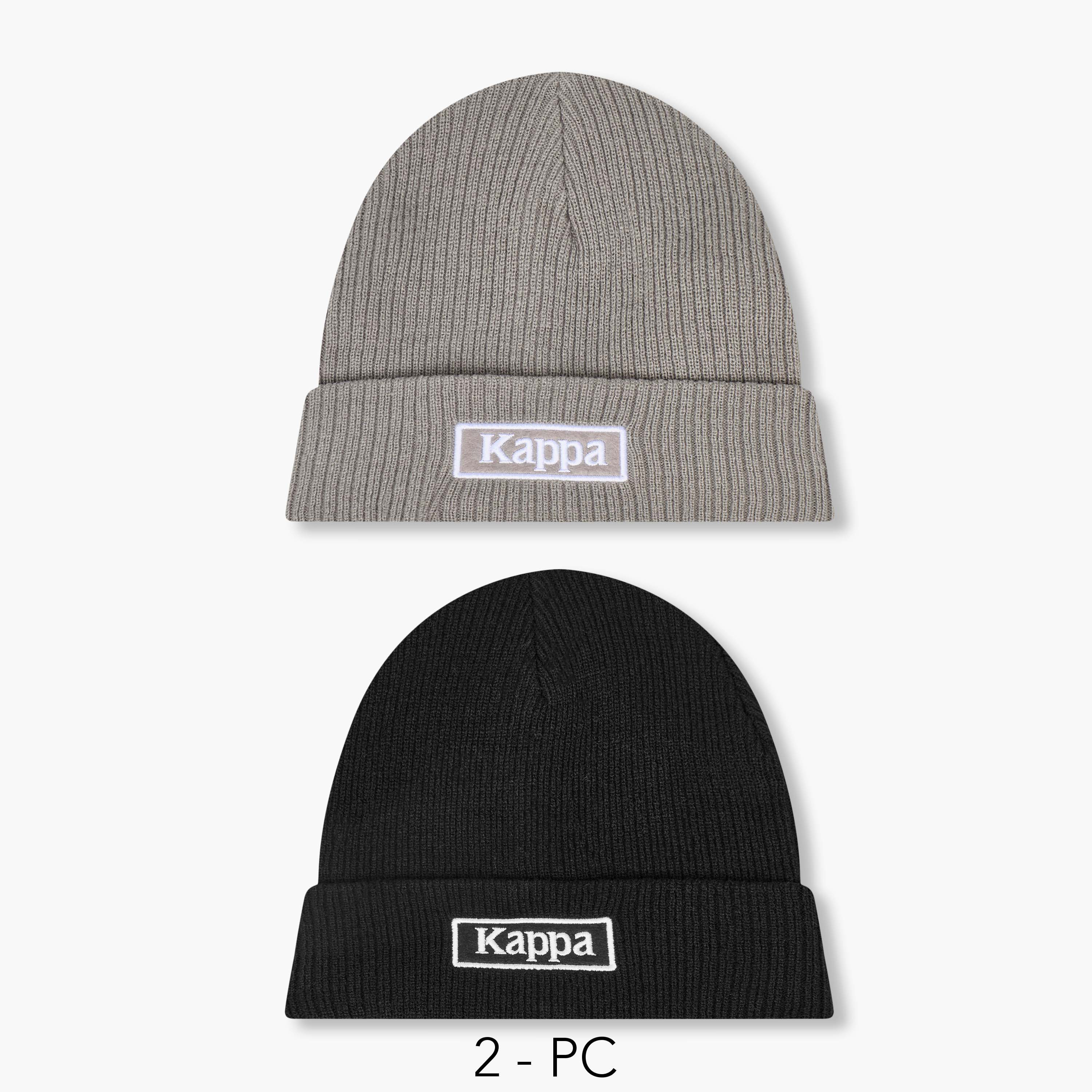 Kappa Men Beanie with Logo Embroidery - Set of 2-men-caps-image-1