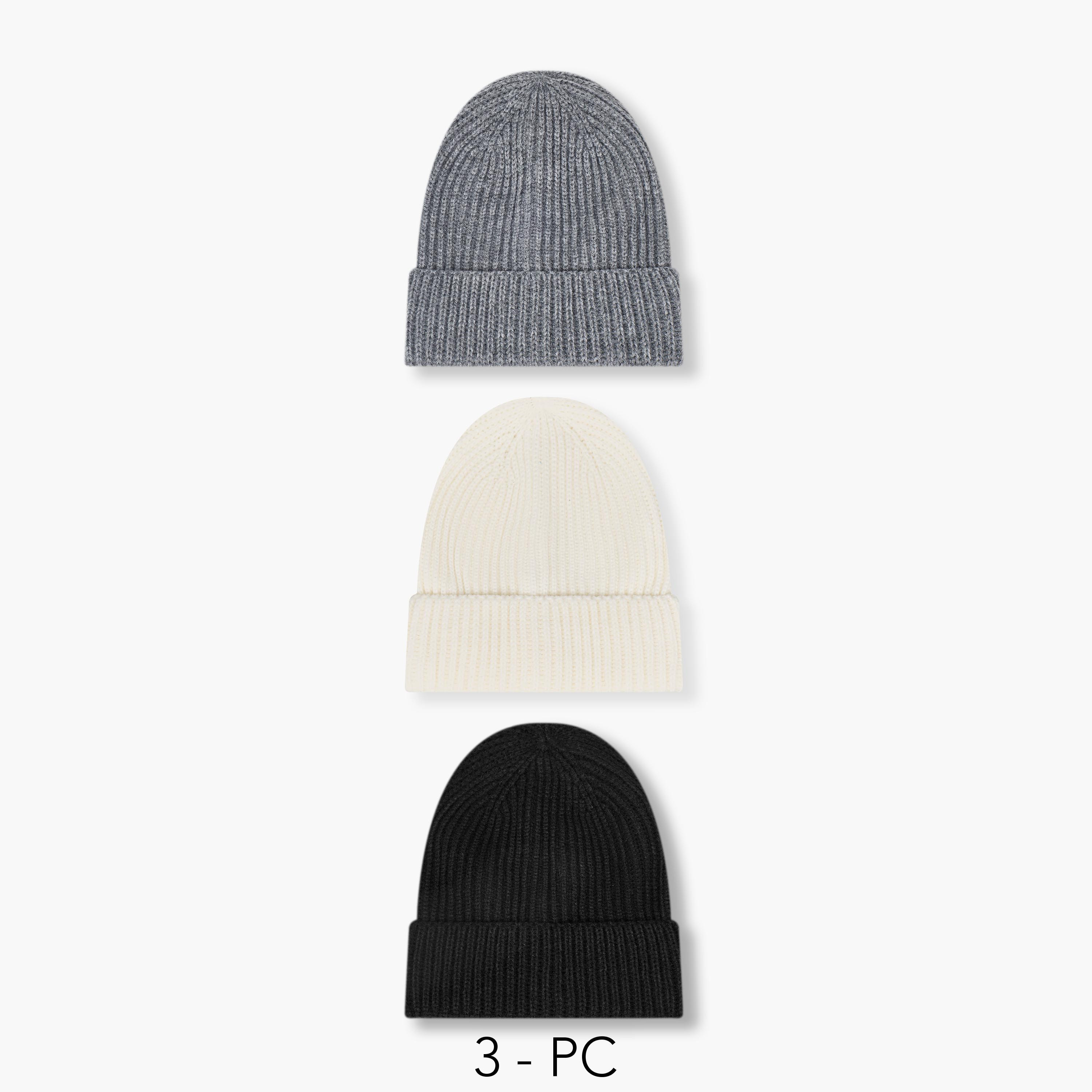 Men Beanie with Texture - Set of 3-men-caps-image-1