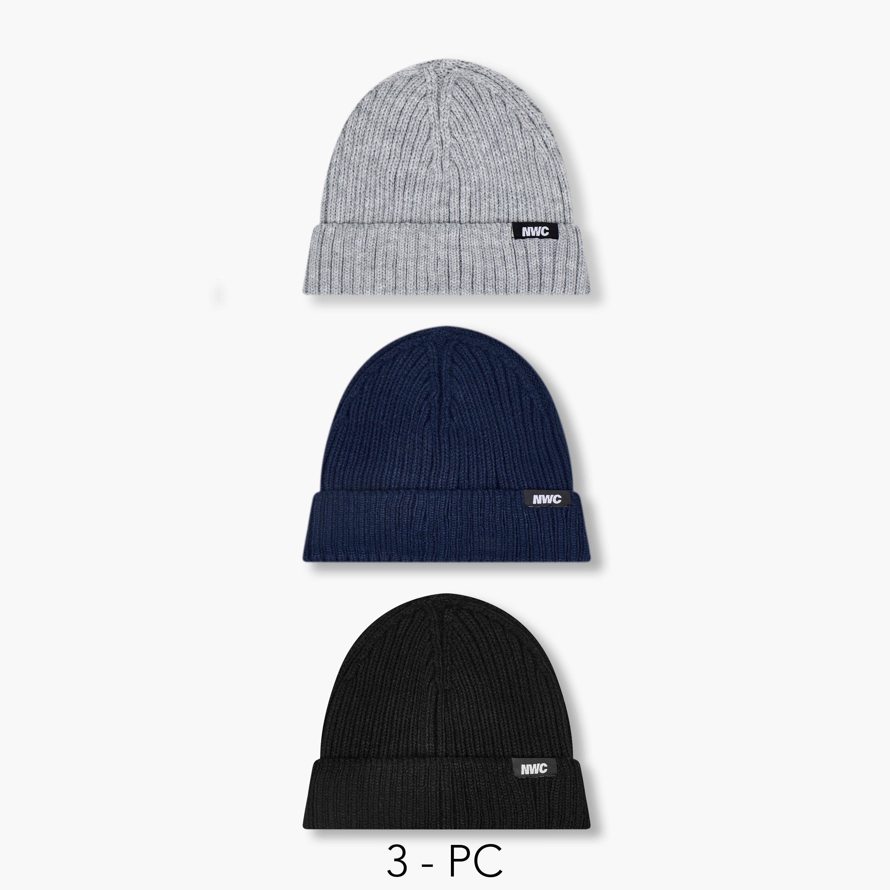 Men Beanie with Texture - Set of 3-men-caps-image-1