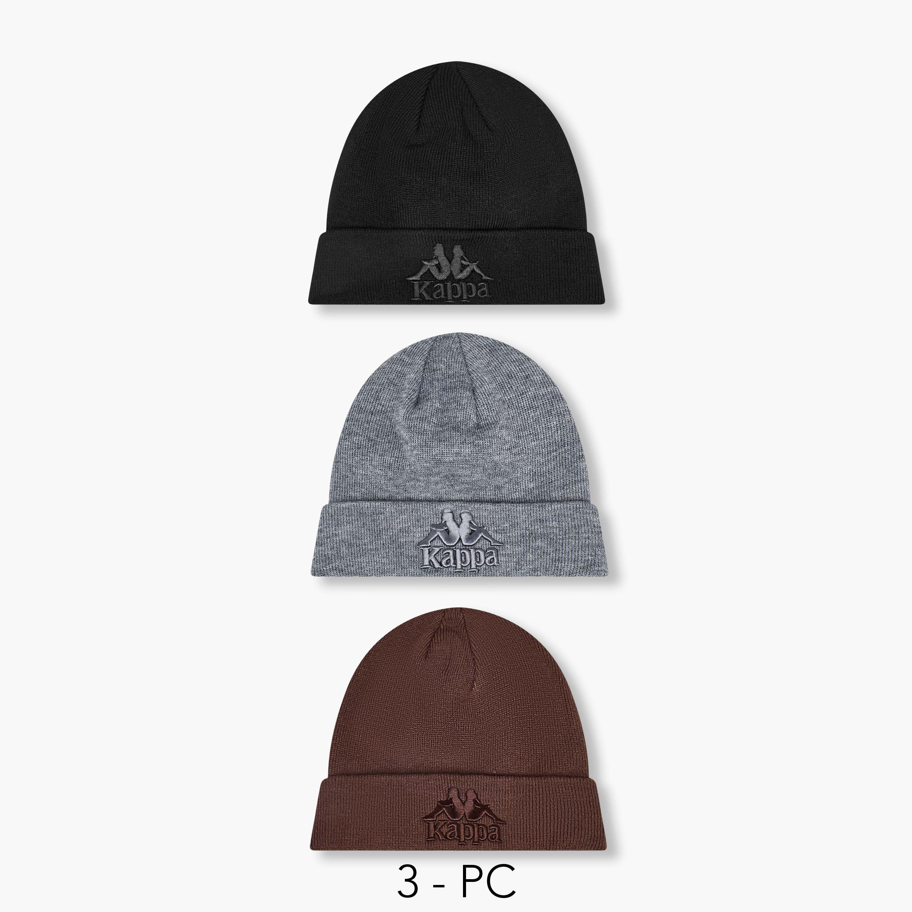 طقم قبعات بيني عدد 3 بتطريز شعار للرجال من كابا-men-caps-image-1