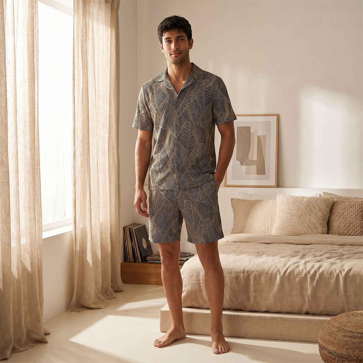 Jacquard Camp Collar Nightwear Set-men-clothing-nightwear-sets-image-1