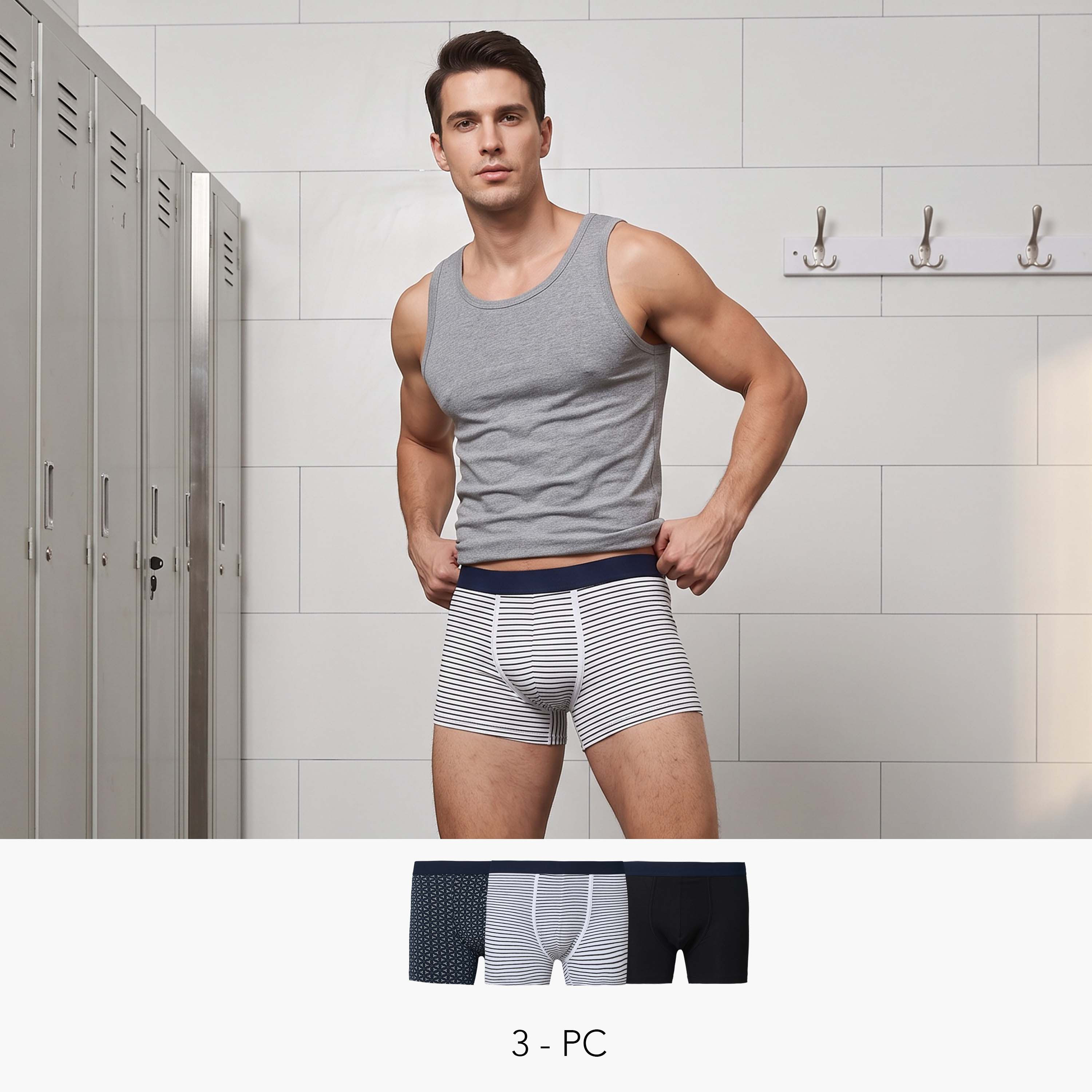 سراويل ترانك قطن متنوعة - عبوة 3 قطع-men-clothing-innerwear-underwear-image-1