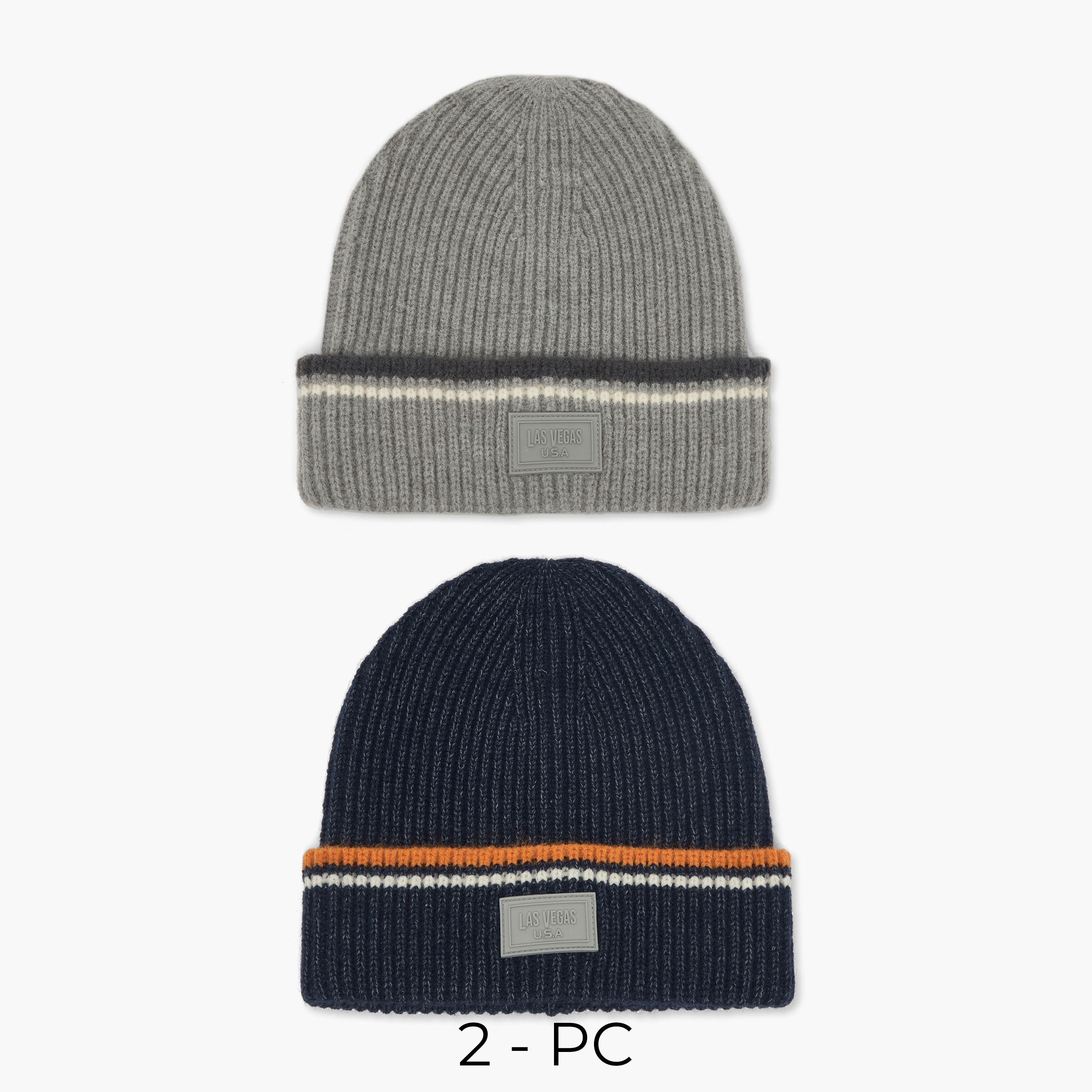 Set of 2 - Men Beanie with Turn-Up Hem-men-caps-image-1