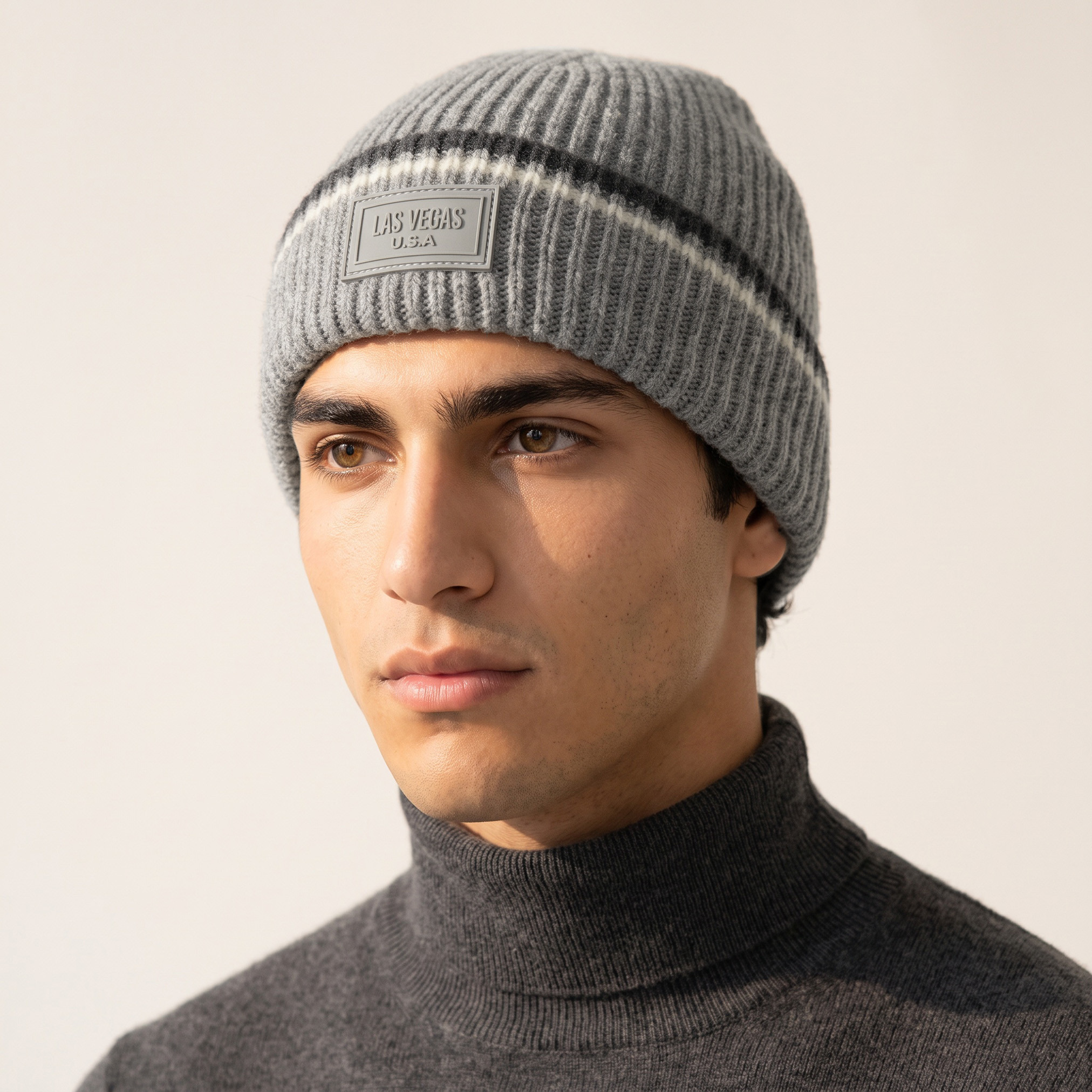 Set of 2 - Men Beanie with Turn-Up Hem-men-caps-image-2