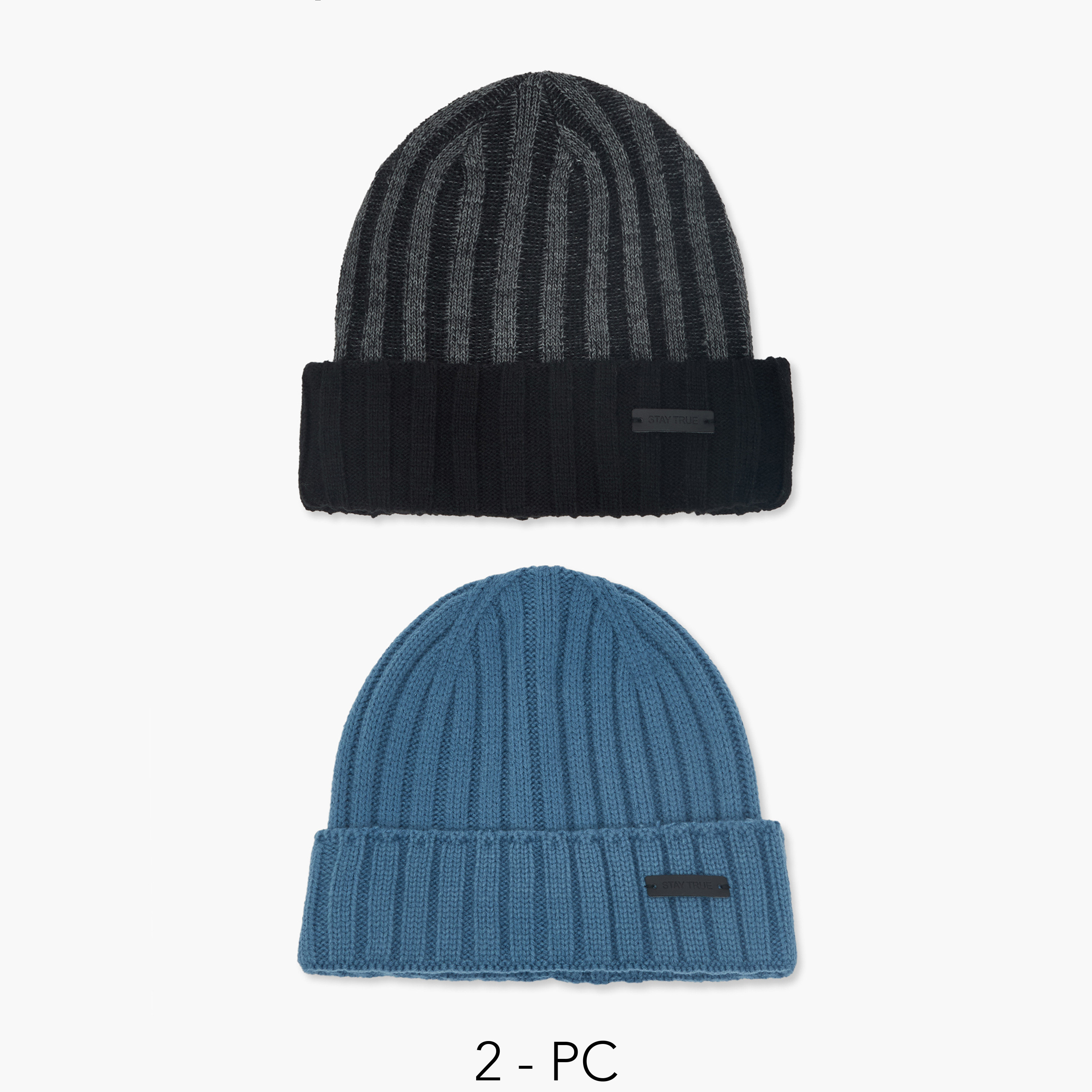 Set of 2 - Men Beanie with Turn-Up Hem-men-caps-image-1