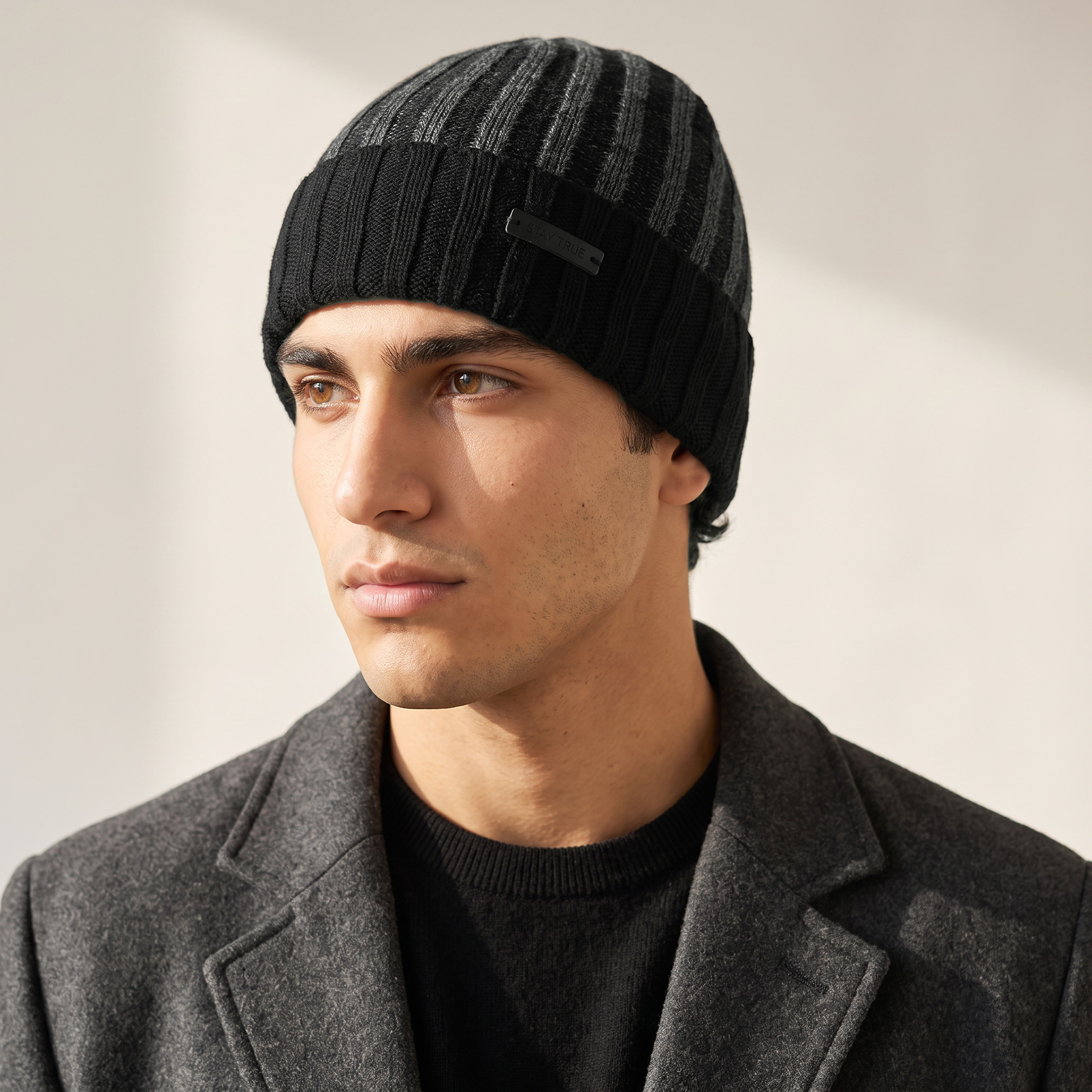 Set of 2 - Men Beanie with Turn-Up Hem-men-caps-image-2