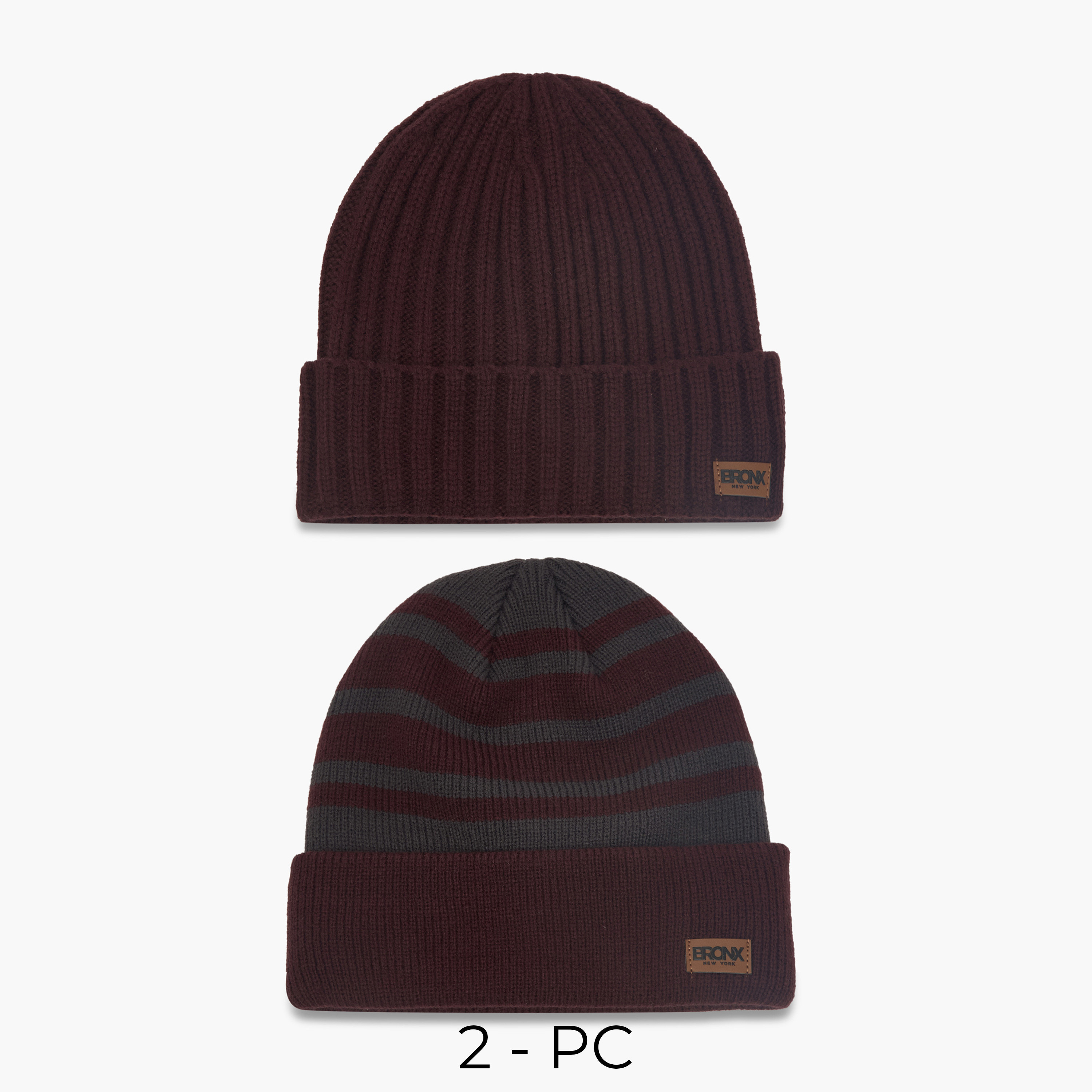 Set of 2 - Men Beanie with Turn-Up Hem-men-caps-image-1