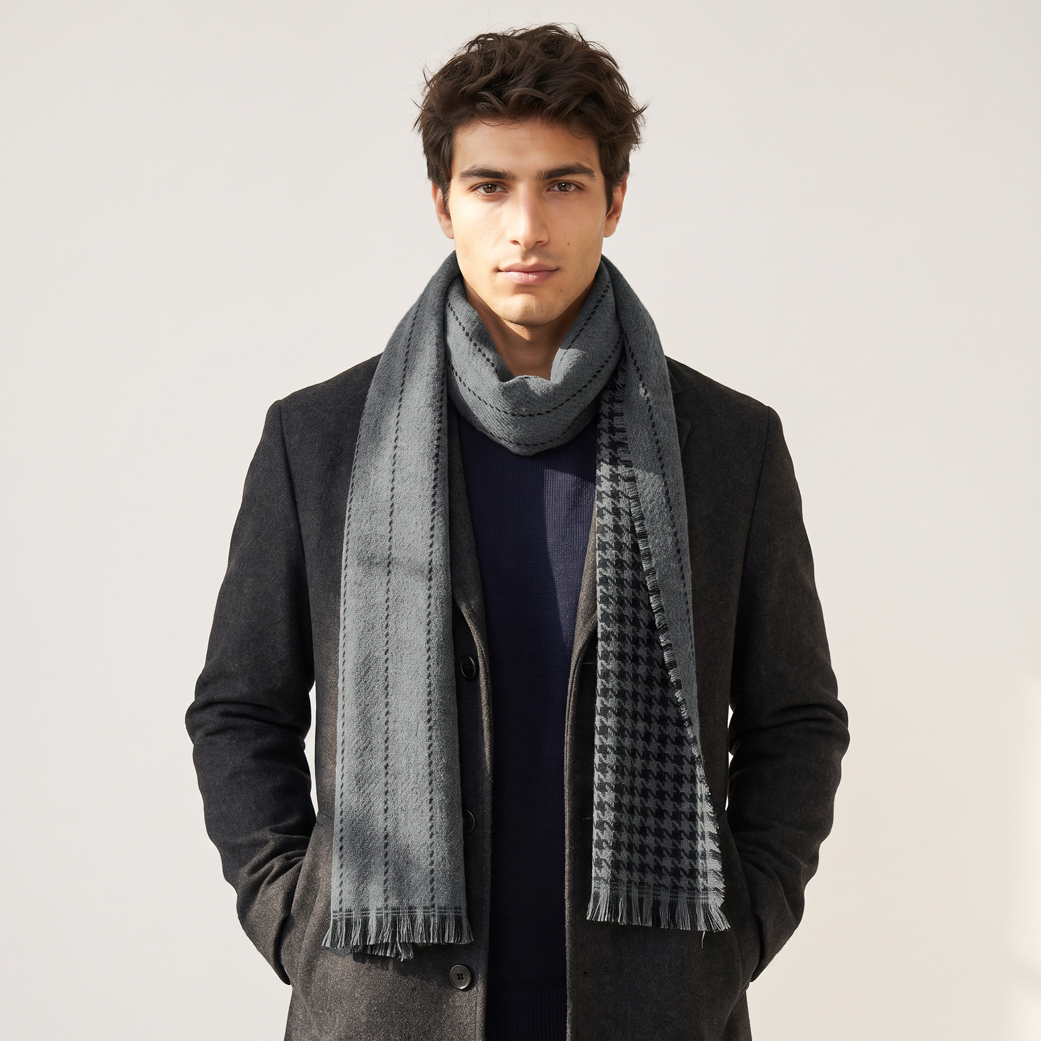 Houndstooth Texture Scarf-men-scarvesandgloves-image-2