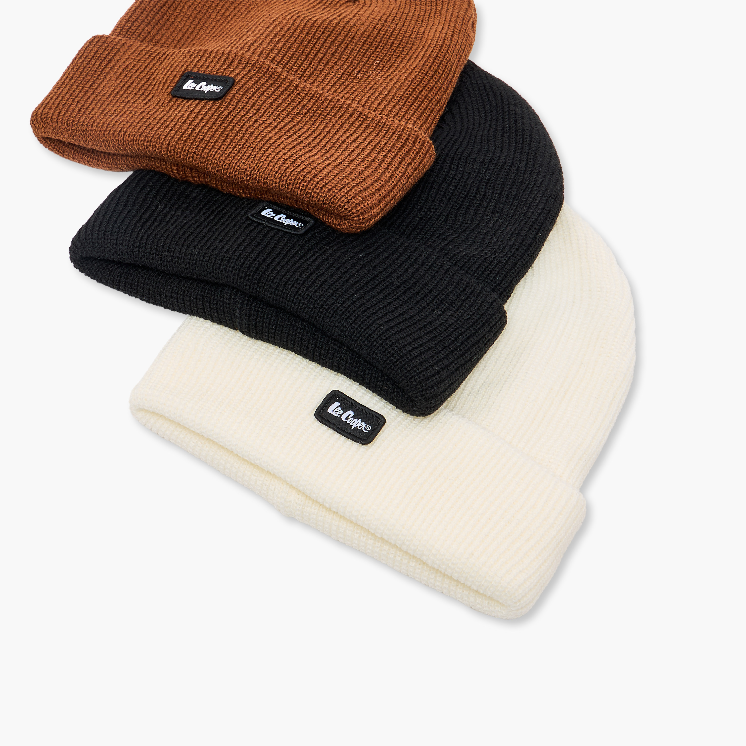 Set of 3 - Lee Cooper Men Beanie with Turn-Up Hem-men-caps-image-7