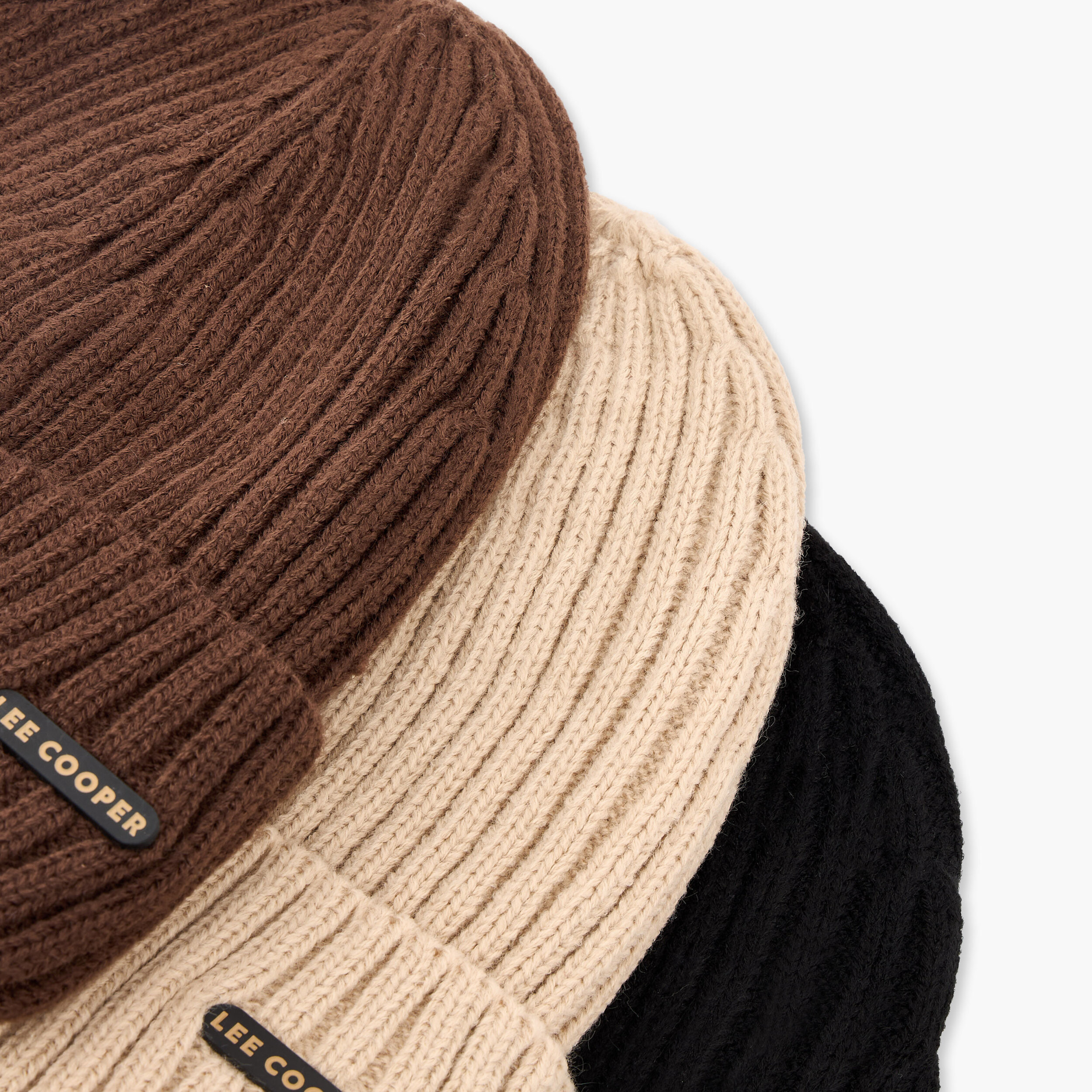 Set of 3 - Lee Cooper Men Beanie with Turn-Up Hem-men-caps-image-8
