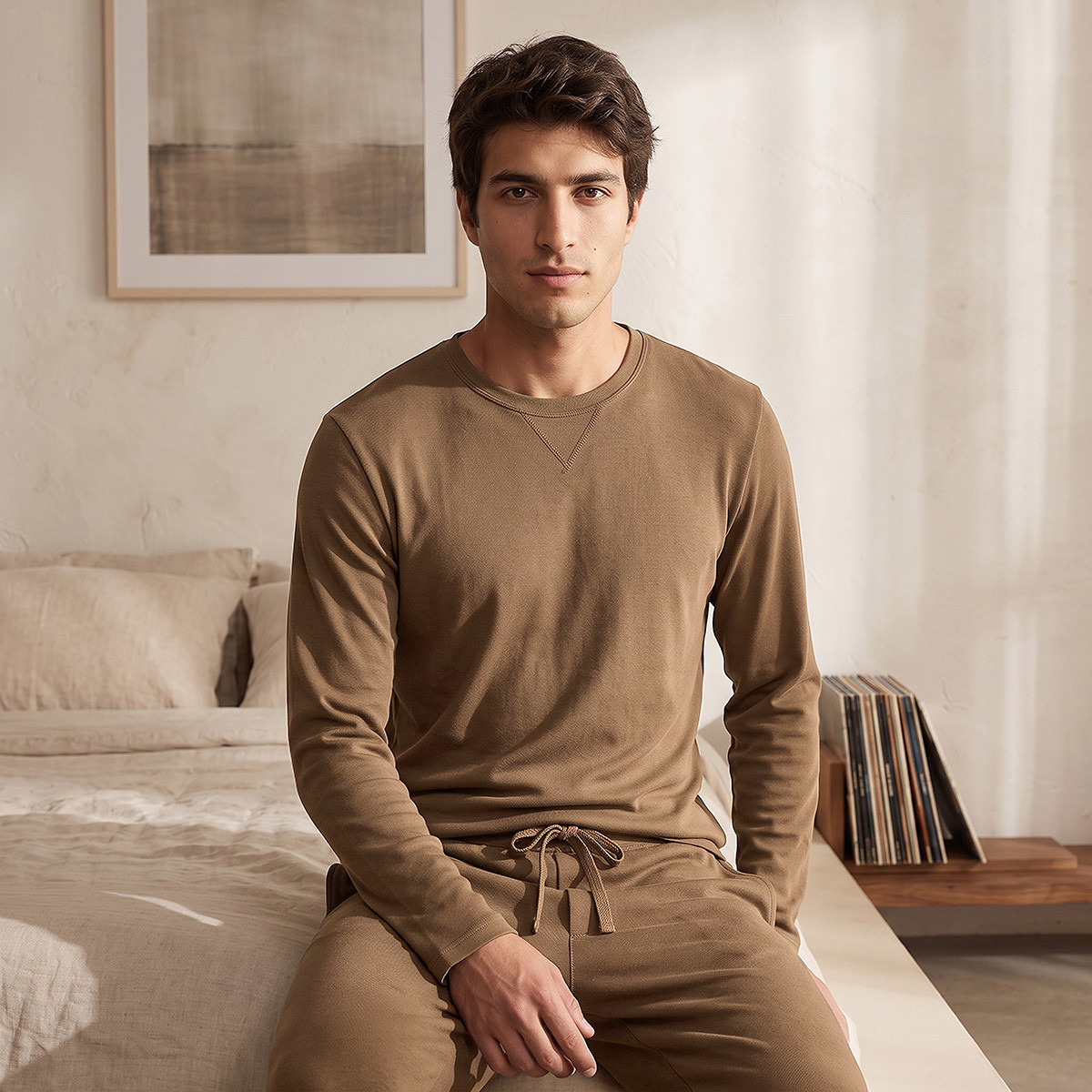 Textured T-shirt & Pyjama Set-men-clothing-nightwear-sets-image-2