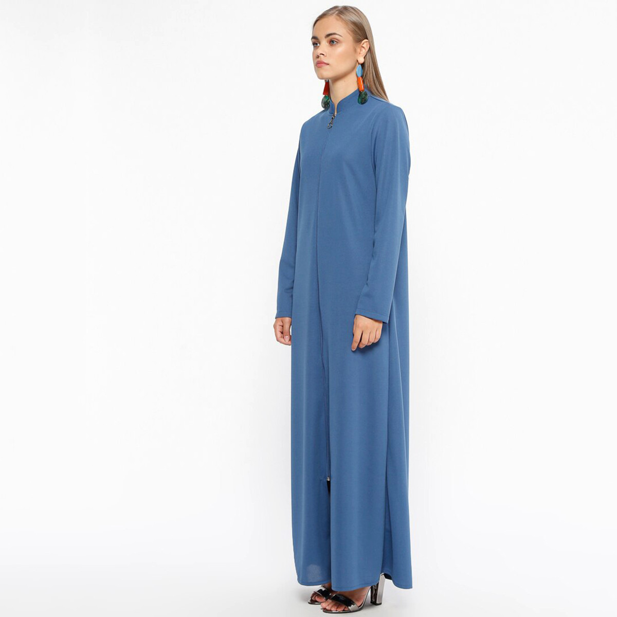Women Solid Front Zipper Abaya Miss Cazibe By Modanisa-women-arabicclothing-abayas-image-4