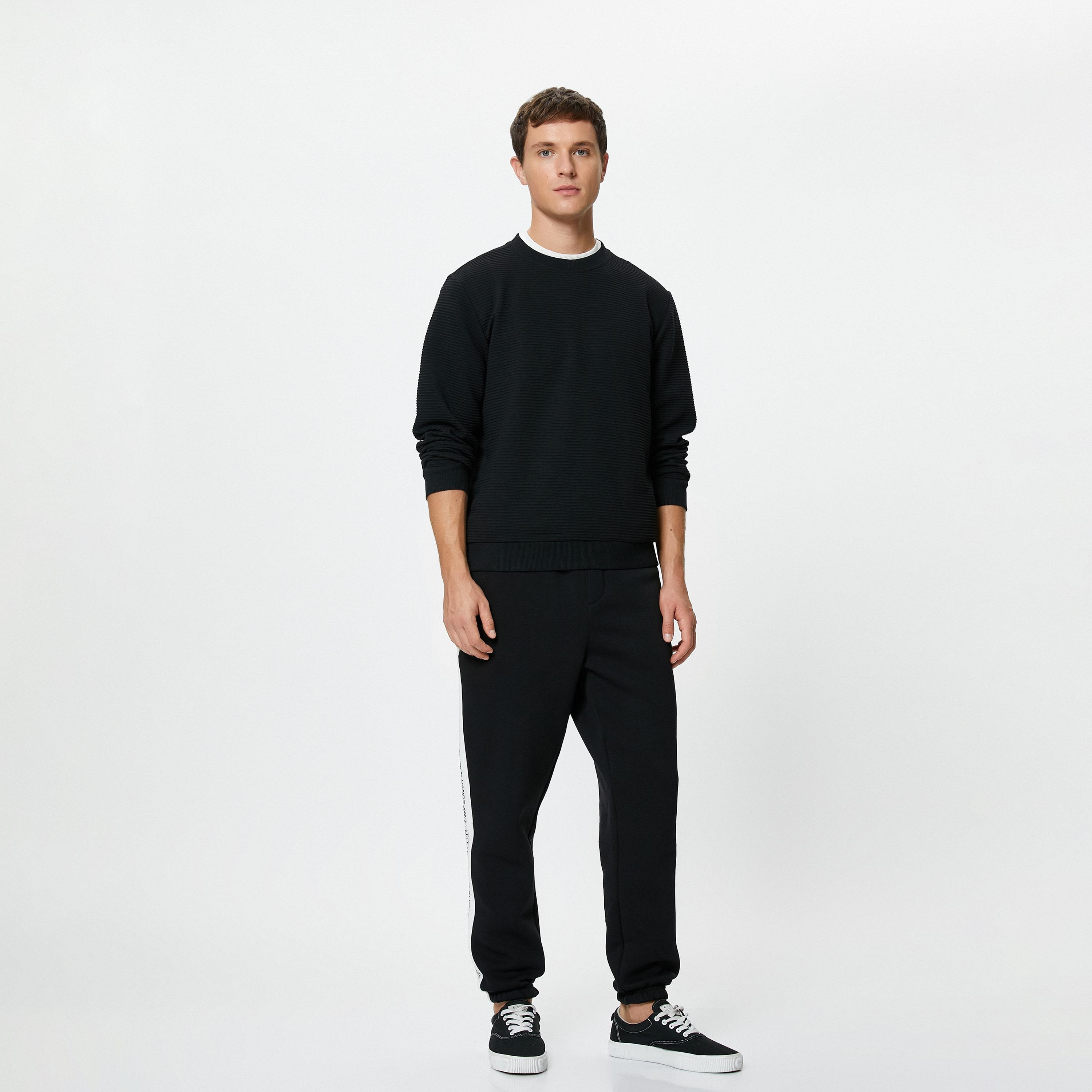 KOTON Regular Fit Mid-Rise Drawstring Waist Men's Sweatpants-men-clothing-joggers-image-2